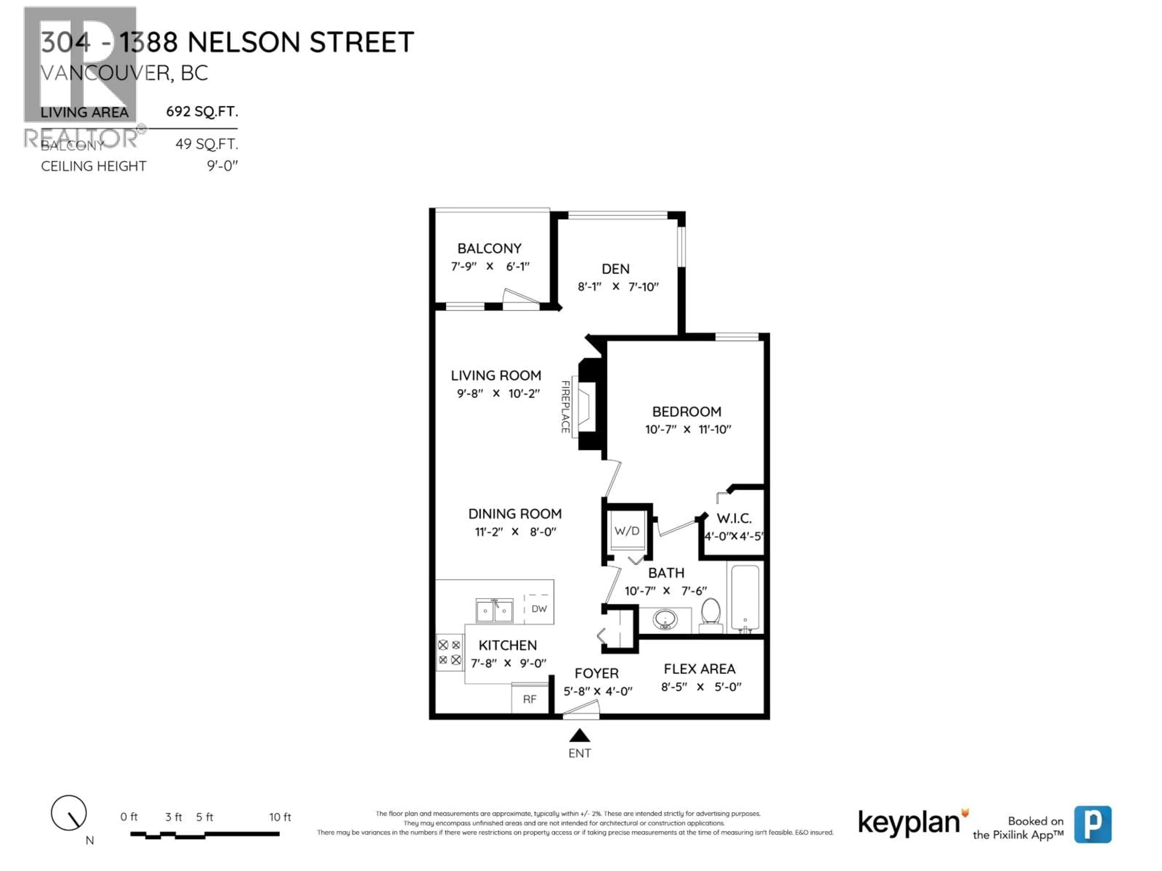 Floor plan for 304 - 1388 NELSON STREET, Vancouver British Columbia V6E1J9
