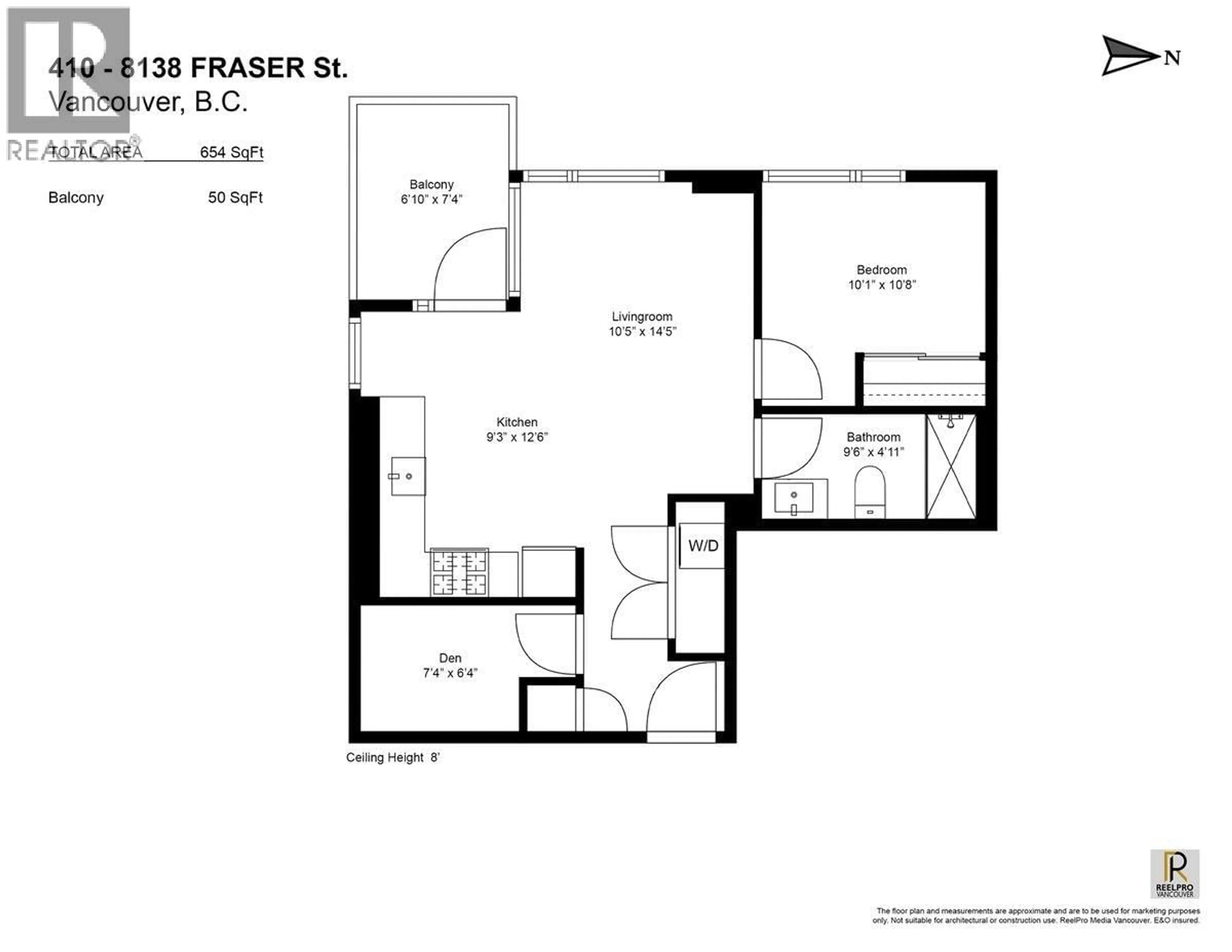 Floor plan for 410 - 8138 FRASER STREET, Vancouver British Columbia V5X0J8