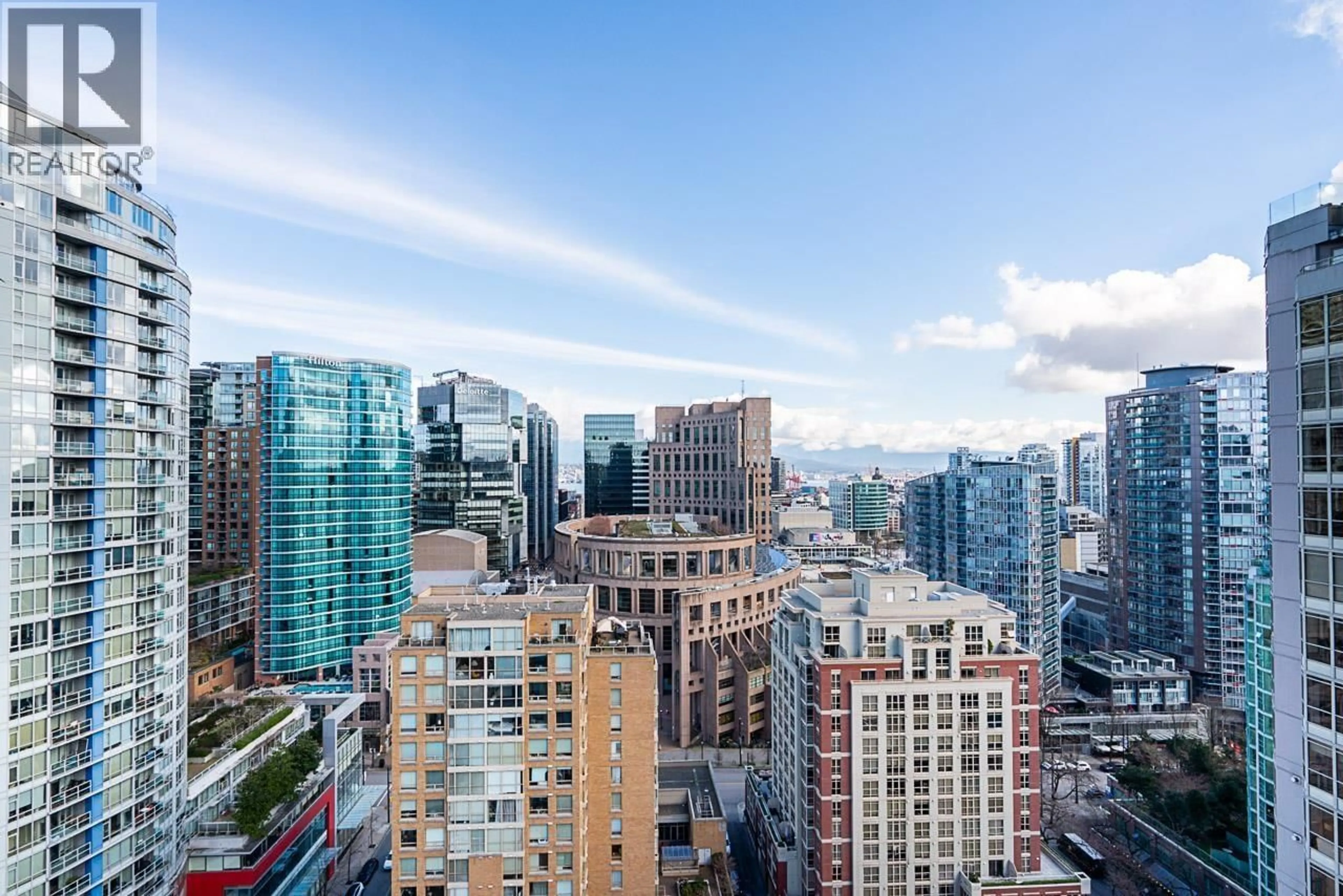 A pic from outside/outdoor area/front of a property/back of a property/a pic from drone, city buildings view from balcony for 2504 - 888 HOMER STREET, Vancouver British Columbia V6B0H7