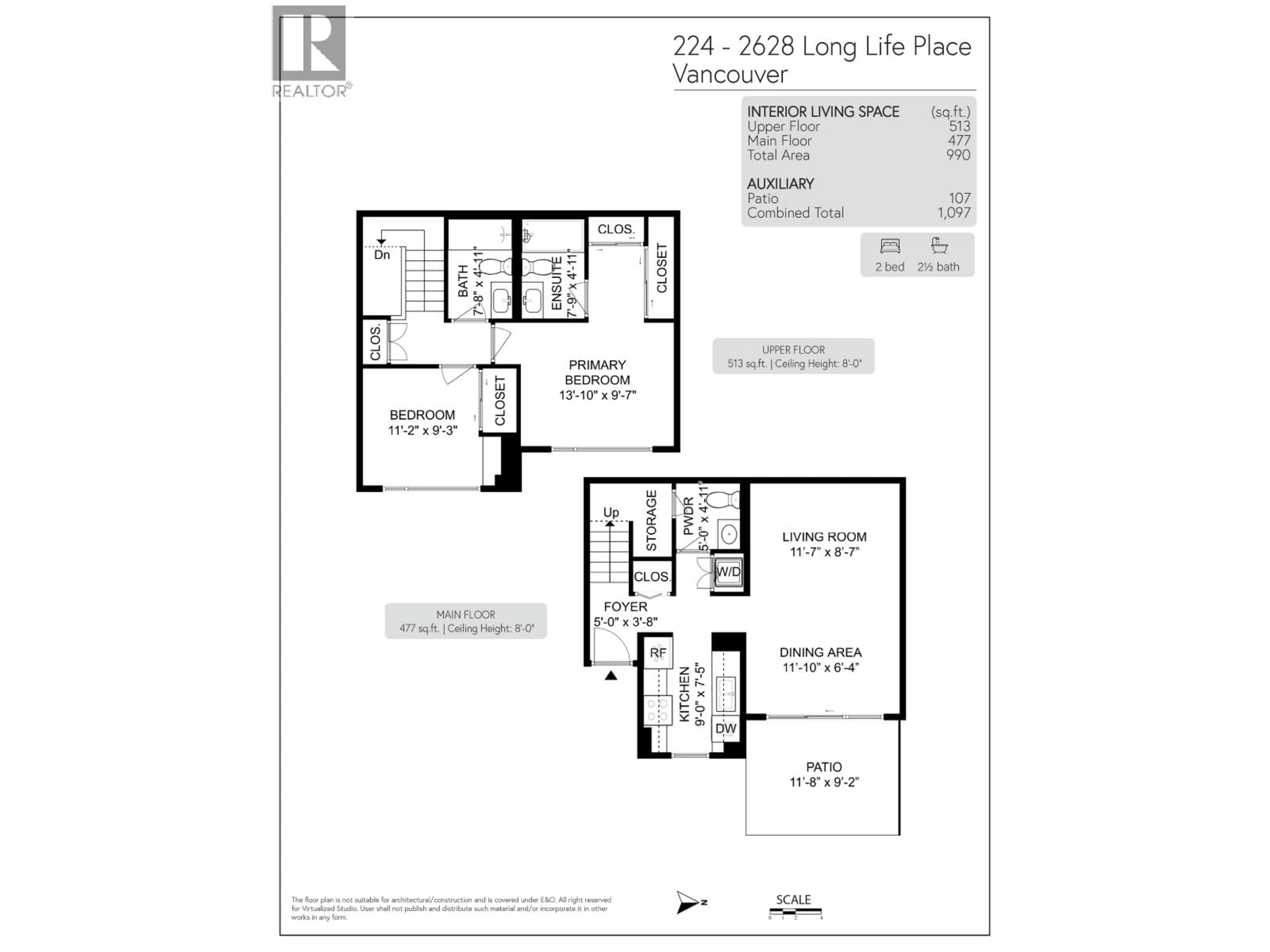 Floor plan for 224 - 2628 LONG LIFE PLACE, Vancouver British Columbia V5Z4N9
