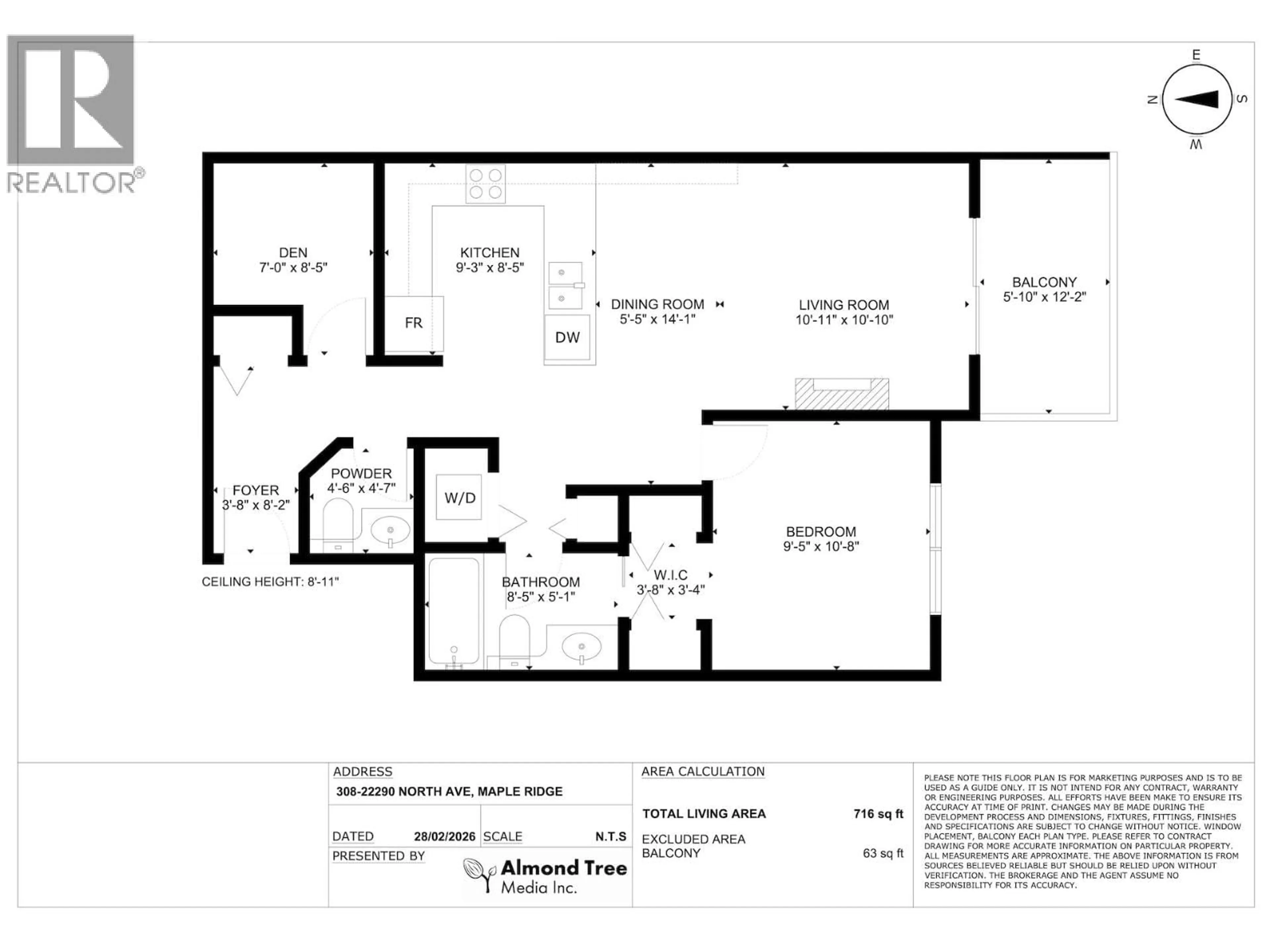 Floor plan for 308 - 22290 NORTH AVENUE, Maple Ridge British Columbia V2X8Z8