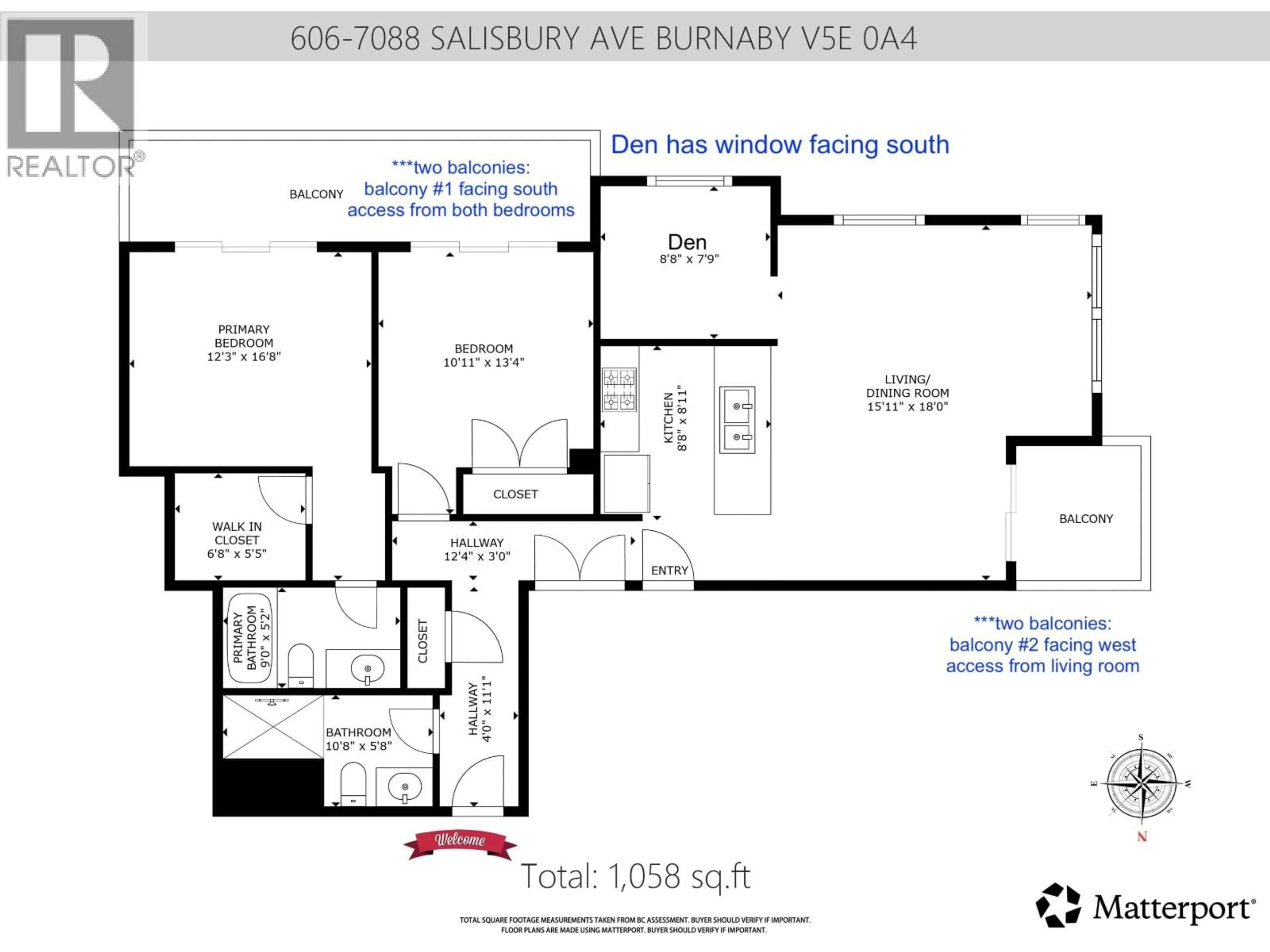 Floor plan for 606 - 7088 SALISBURY AVENUE, Burnaby British Columbia V5E0A4