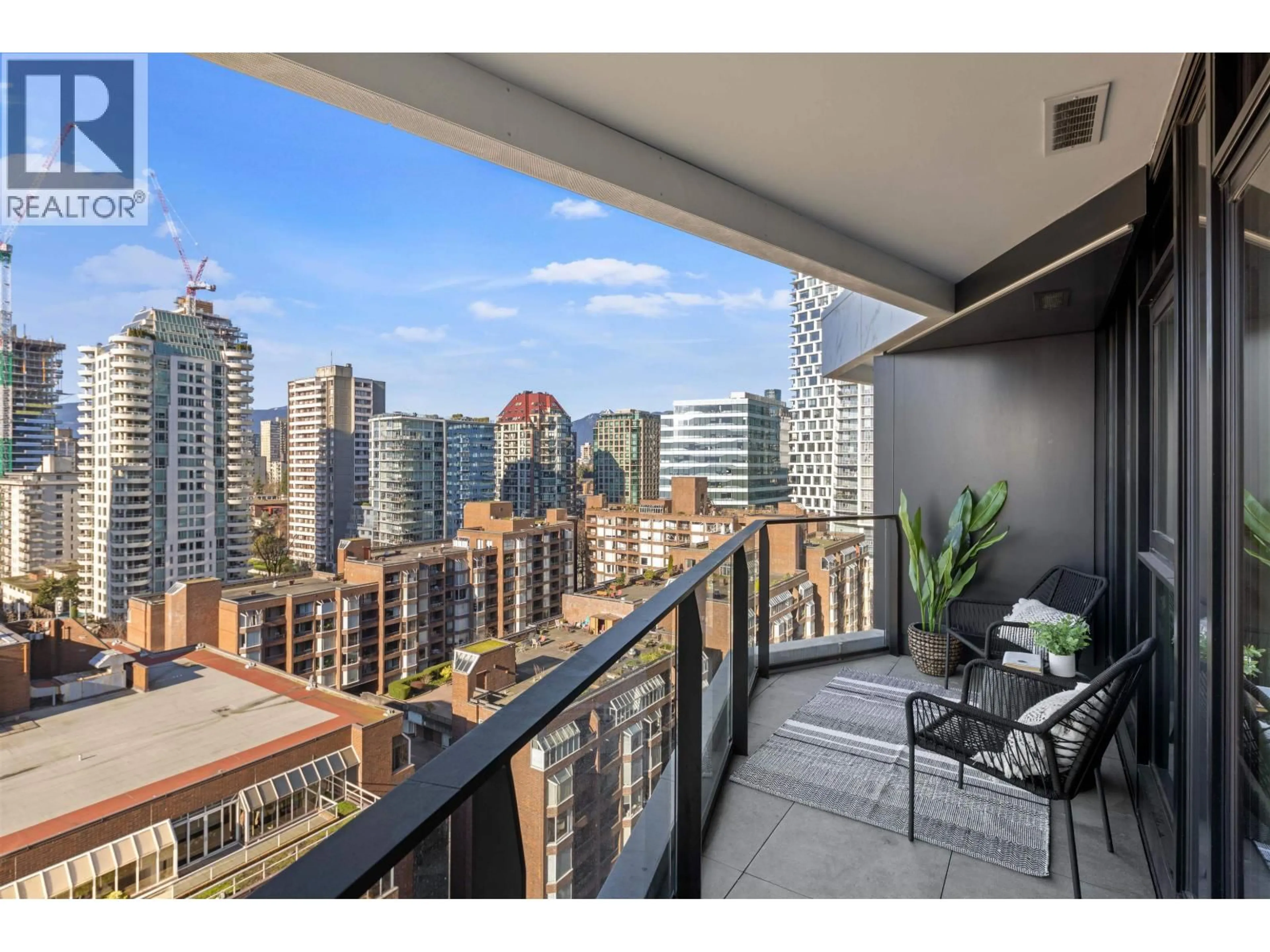 Balcony in the apartment, city buildings view from balcony for 1504 - 889 PACIFIC STREET, Vancouver British Columbia V6Z1C3