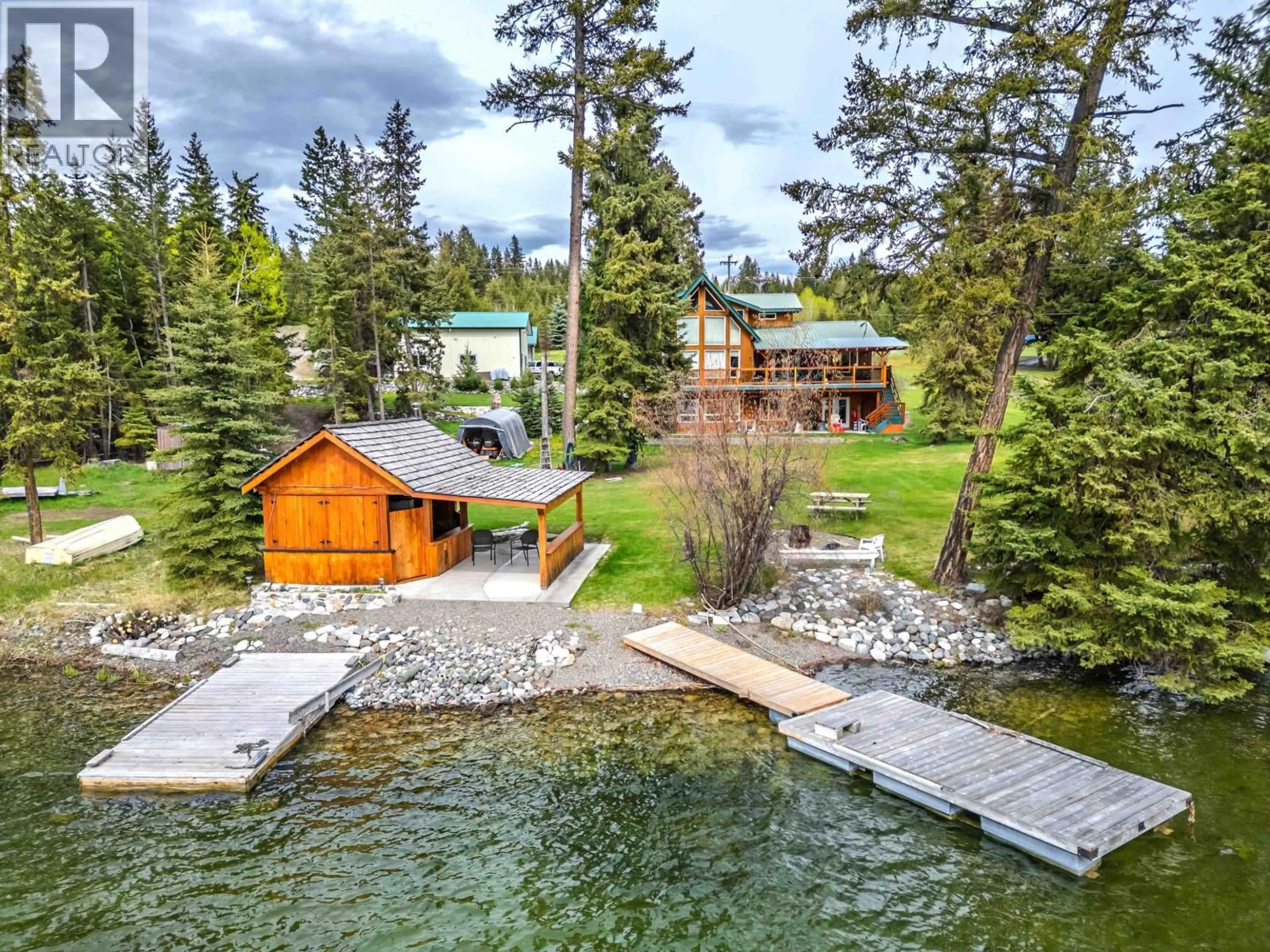 A pic from outside/outdoor area/front of a property/back of a property/a pic from drone, water/lake/river/ocean view for 3544 CABIN ROAD, Lac La Hache British Columbia V0K1T1
