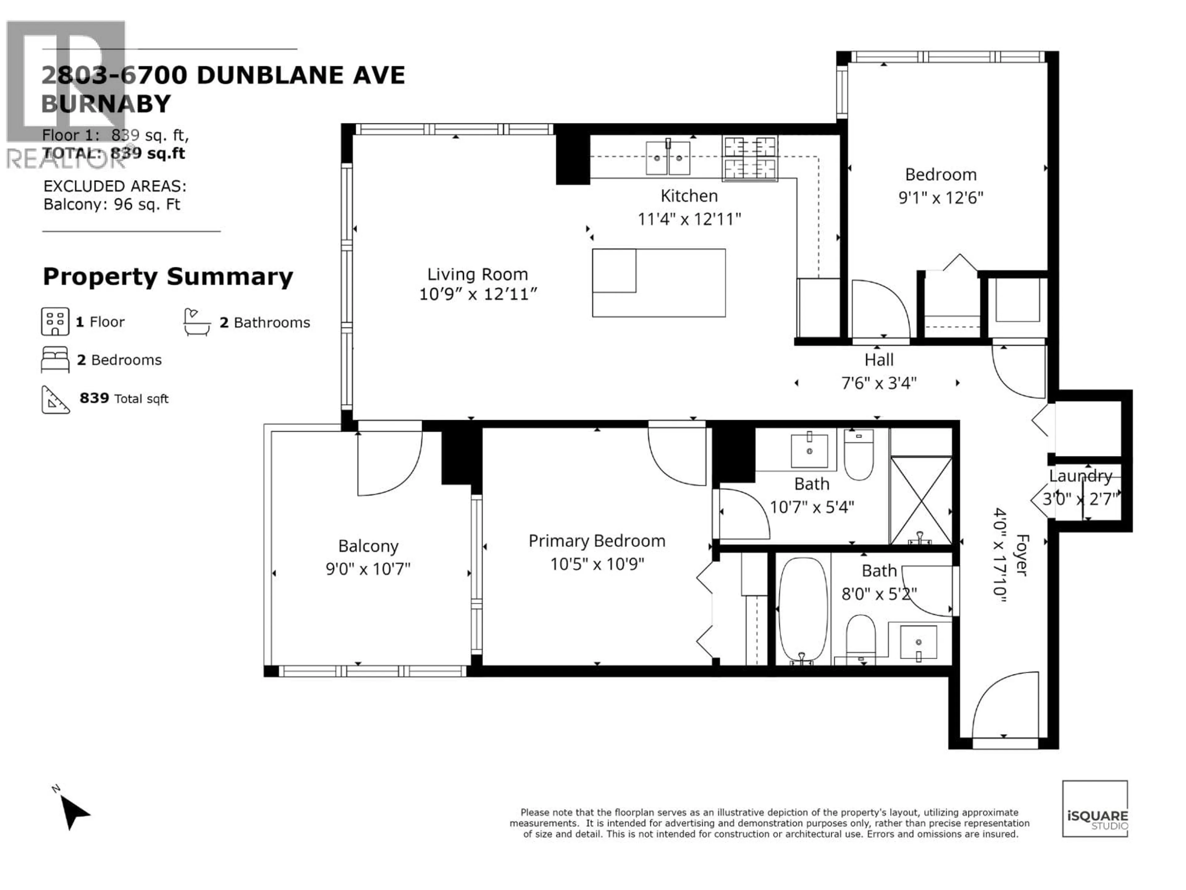 Floor plan for 2803 - 6700 DUNBLANE AVENUE, Burnaby British Columbia V5H0J3