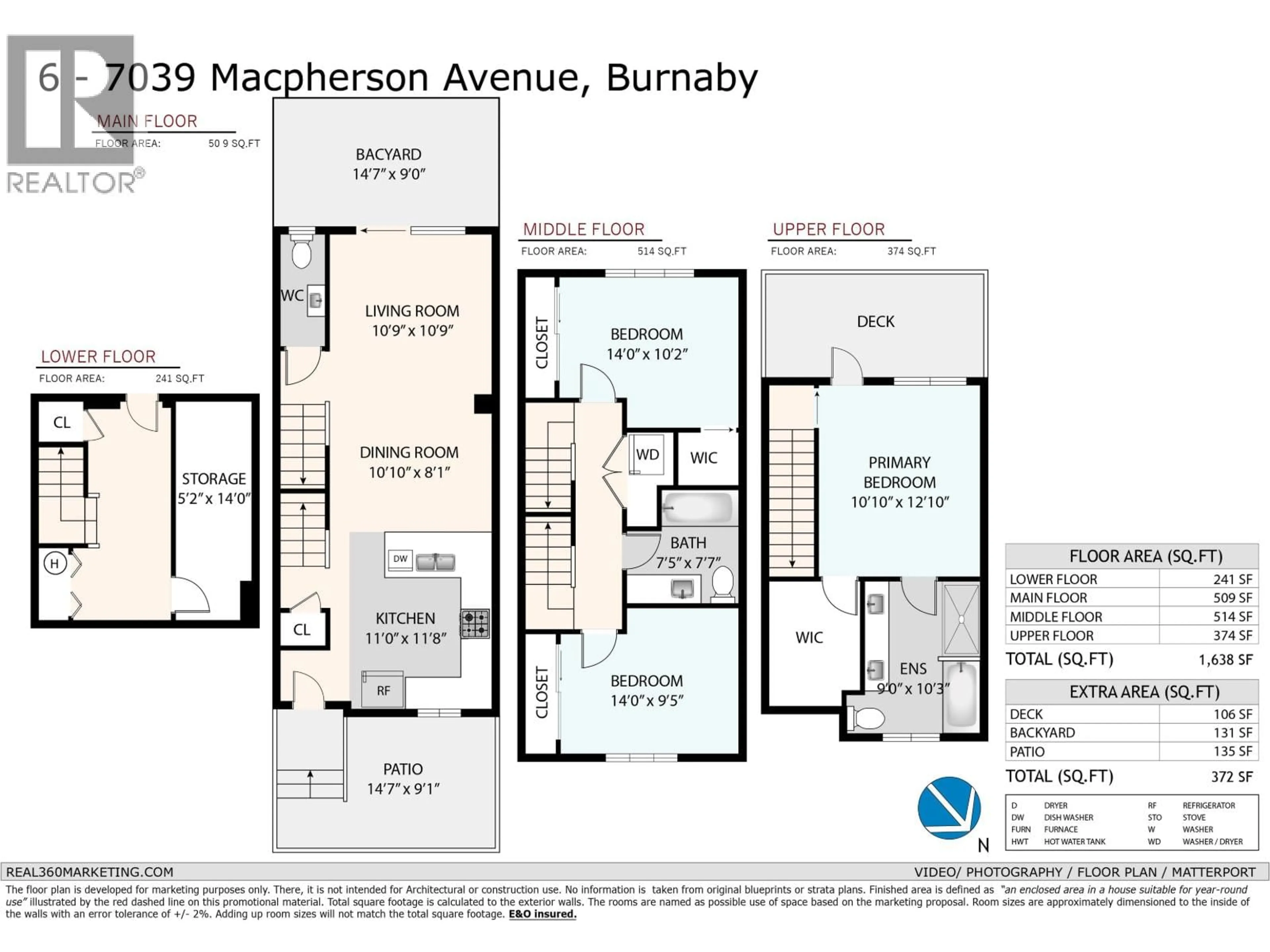 Floor plan for 6 - 7039 MACPHERSON AVENUE, Burnaby British Columbia V5J4N4