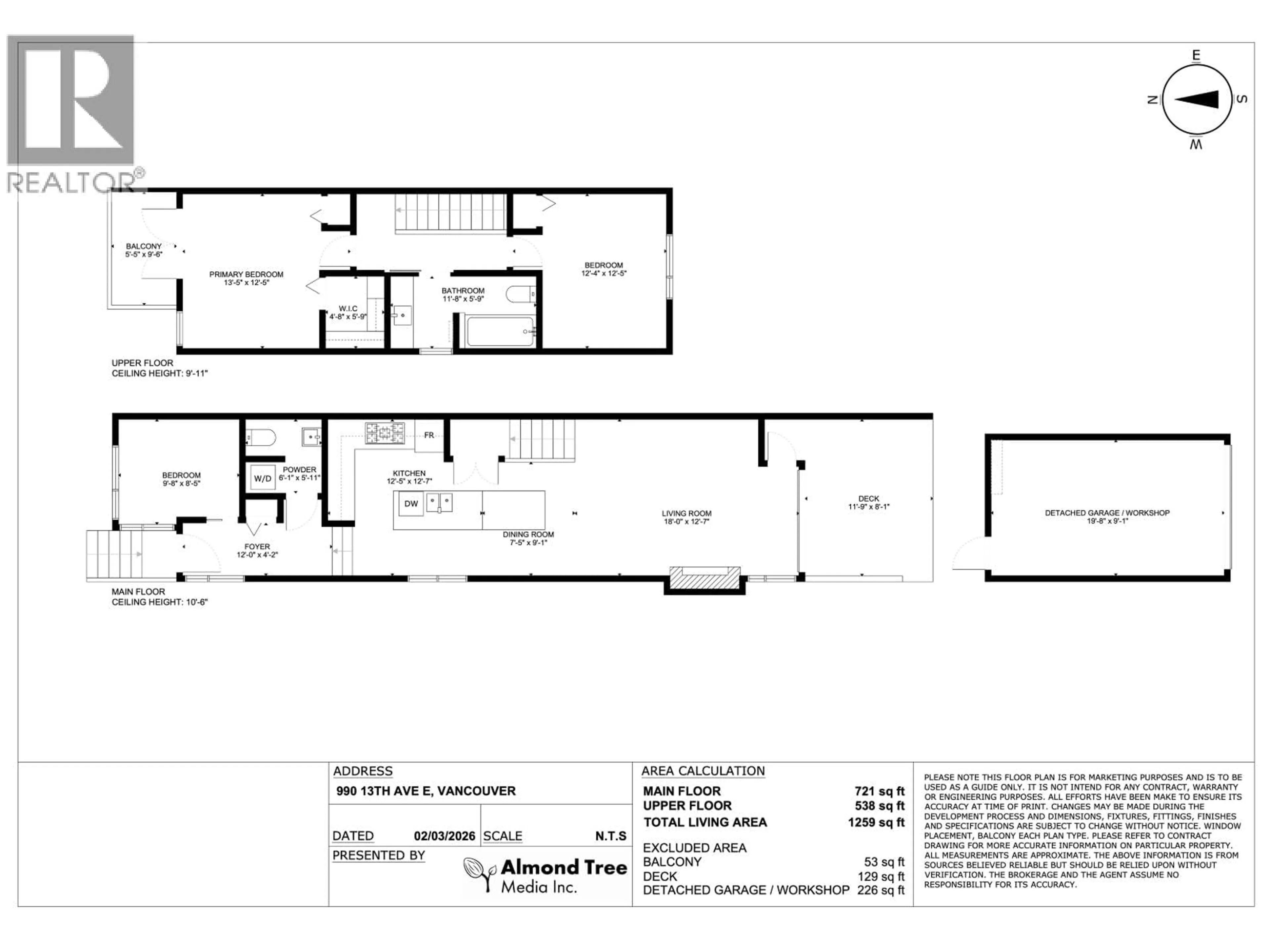 Floor plan for 990 13TH AVENUE, Vancouver British Columbia V5T2L6