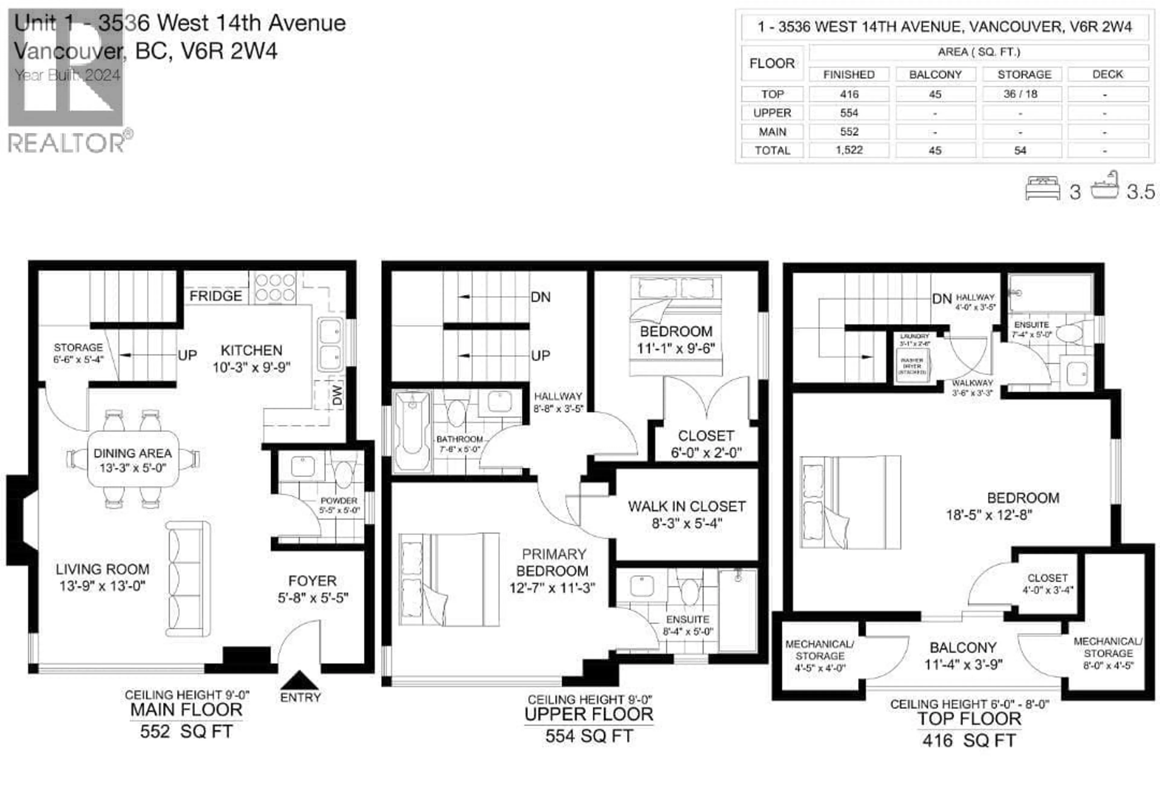 Floor plan for 1 - 3536 14TH AVENUE, Vancouver British Columbia V6R2W4