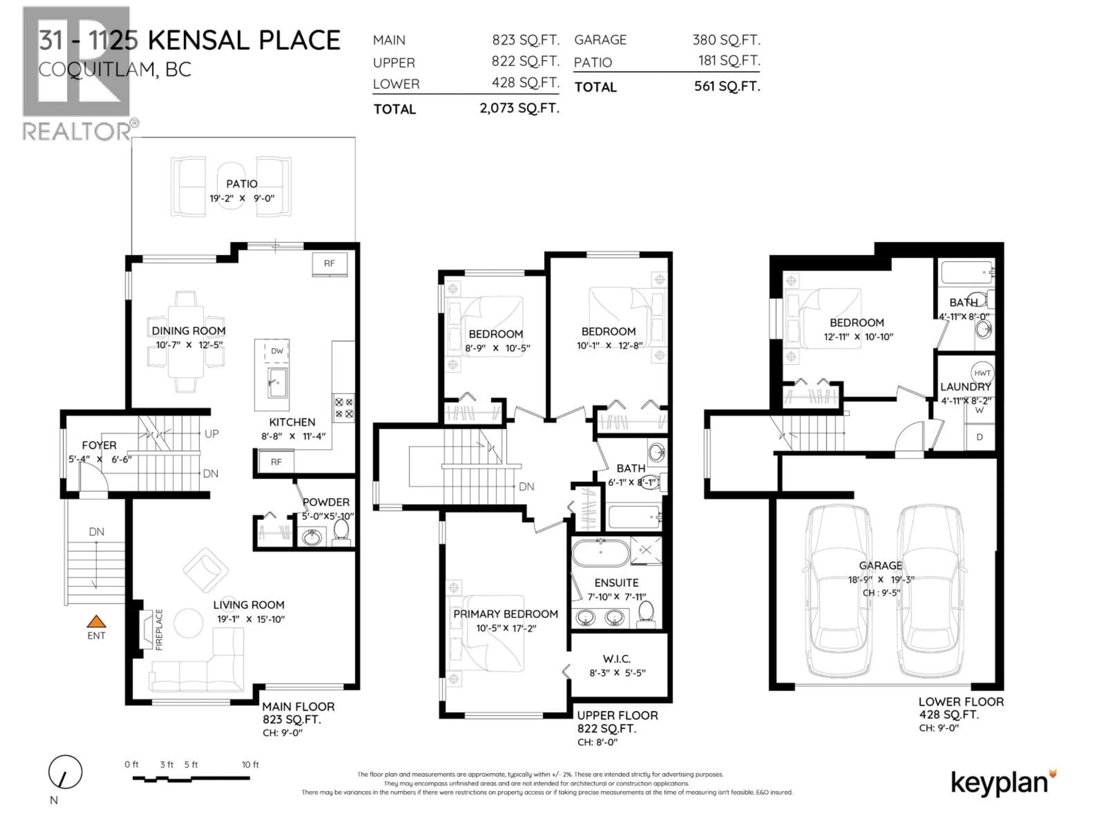 Floor plan for 31 - 1125 KENSAL PLACE, Coquitlam British Columbia V3B0G3