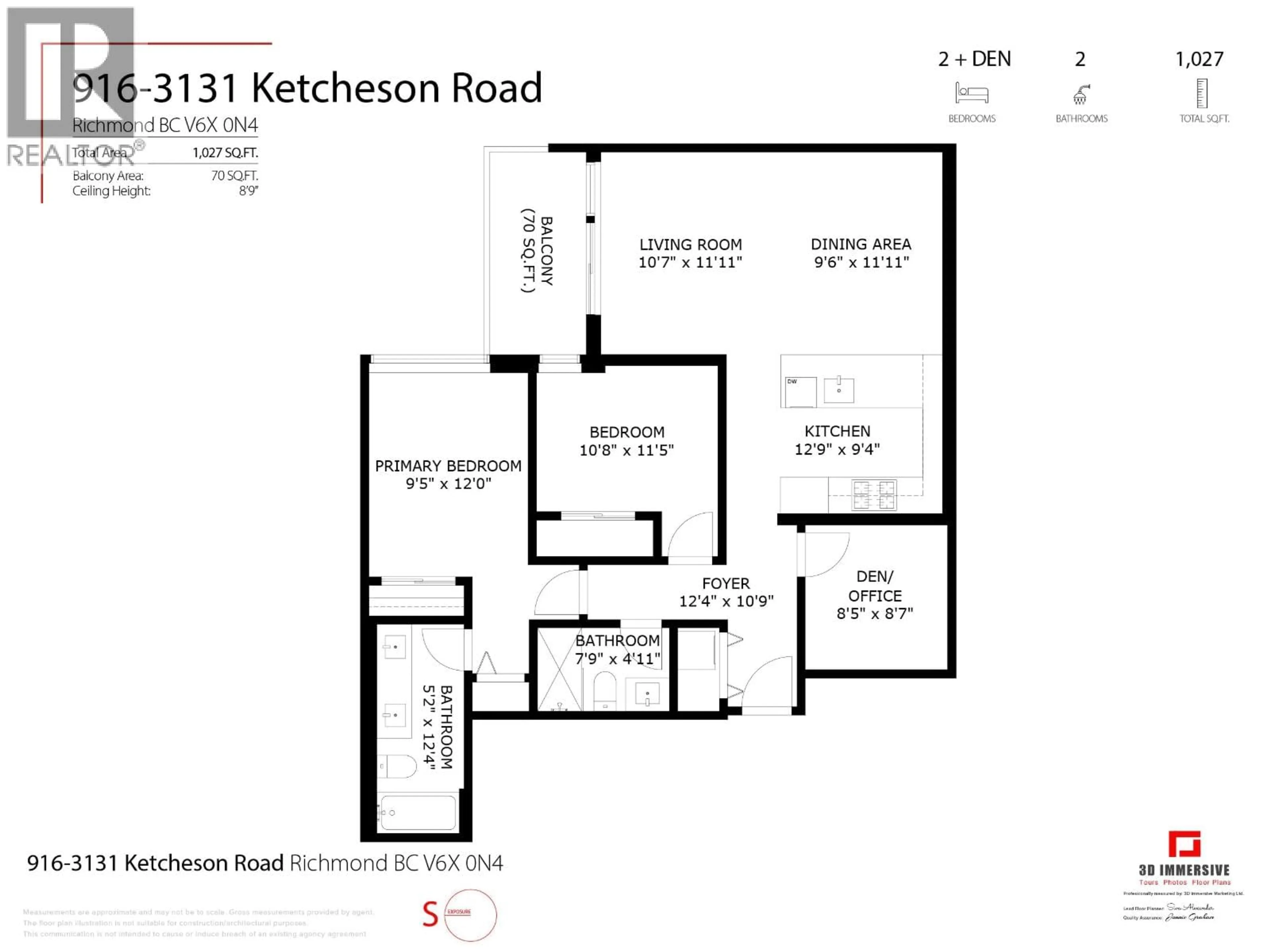 Floor plan for 916 - 3131 KETCHESON ROAD, Richmond British Columbia V6X0N4