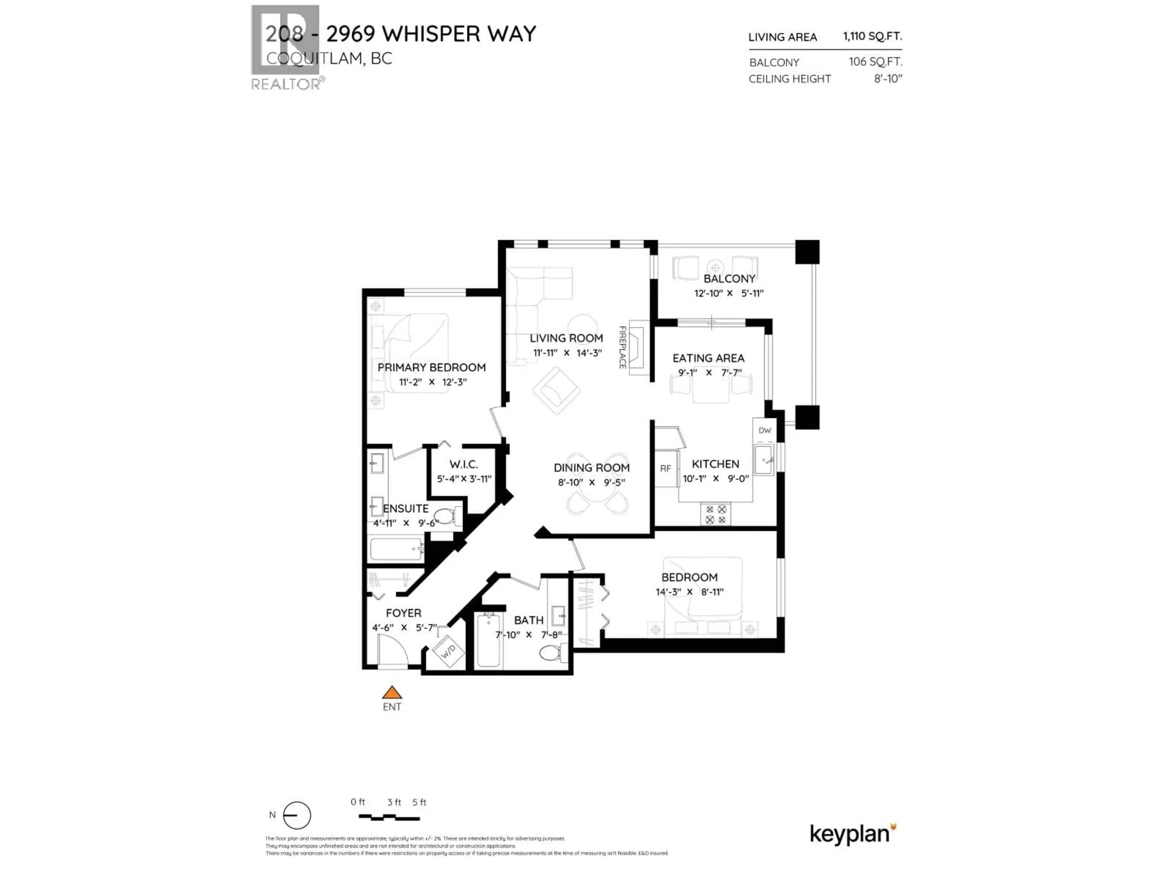 Floor plan for 208 - 2969 WHISPER WAY, Coquitlam British Columbia V3E3S8
