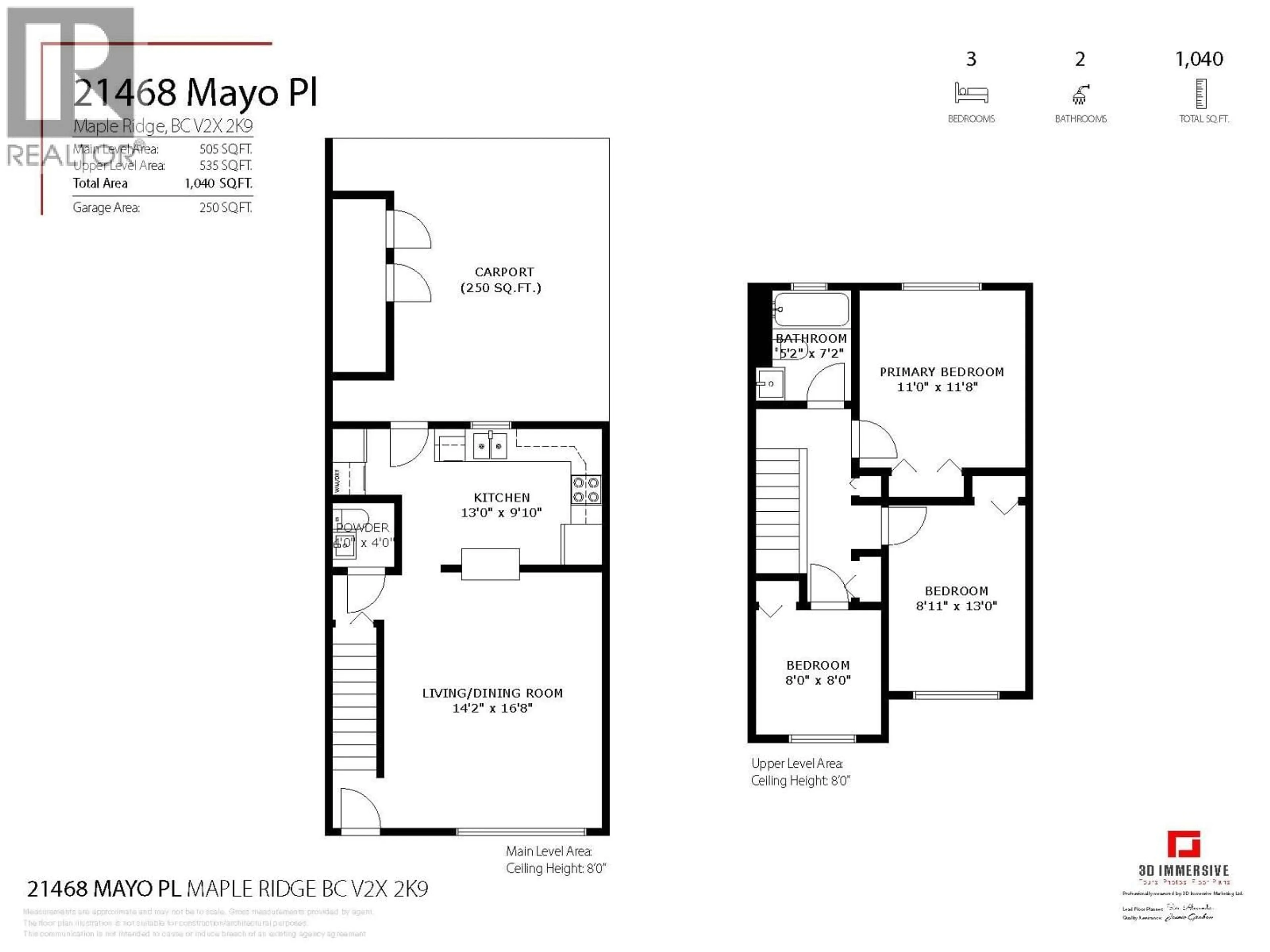 Floor plan for 21468 MAYO PLACE, Maple Ridge British Columbia V2X2K9