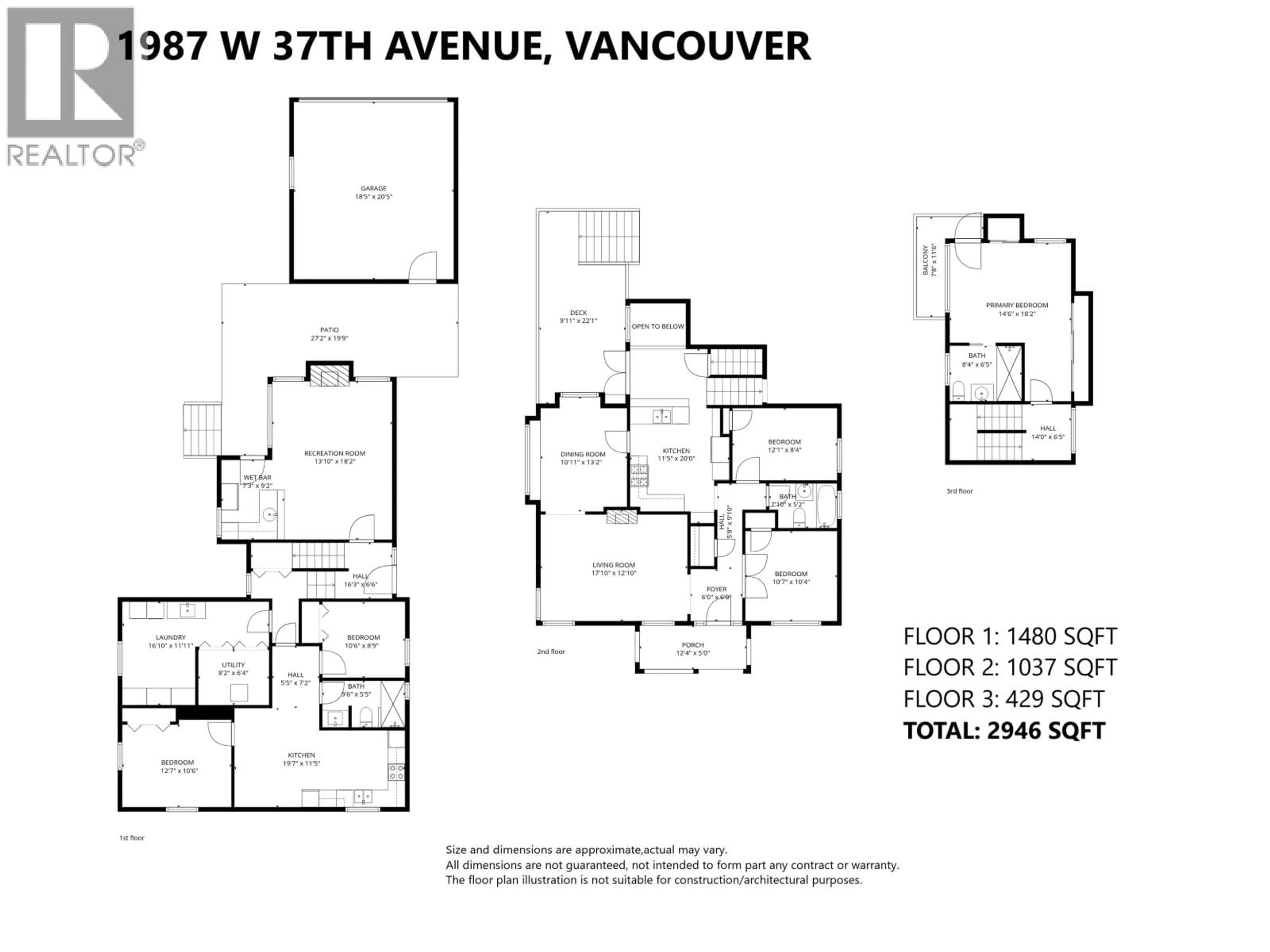 Floor plan for 1987 37TH AVENUE, Vancouver British Columbia V6M1N5