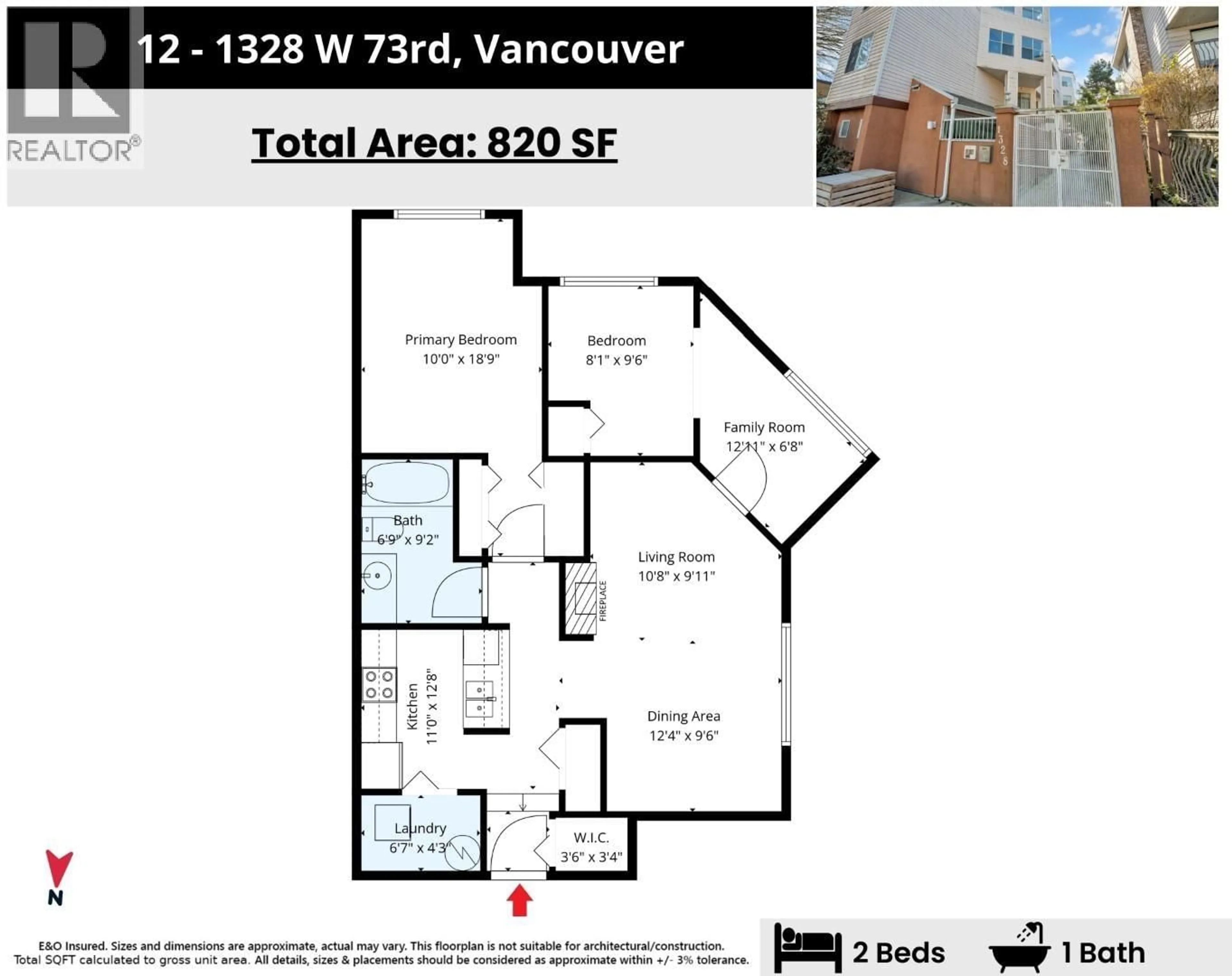 Floor plan for 12 - 1328 73RD AVENUE, Vancouver British Columbia V6P3E7