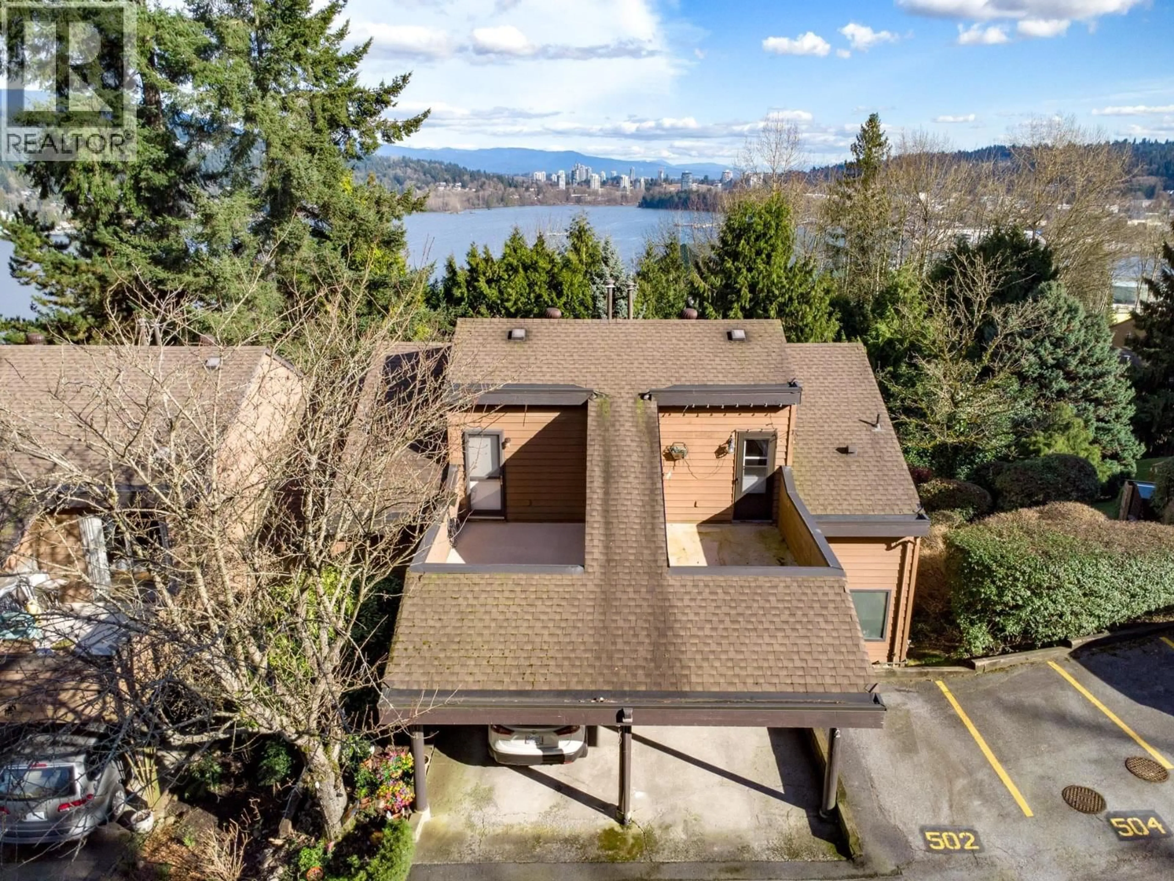 A pic from outside/outdoor area/front of a property/back of a property/a pic from drone, water/lake/river/ocean view for 504 CARDIFF WAY, Port Moody British Columbia V3H3T3