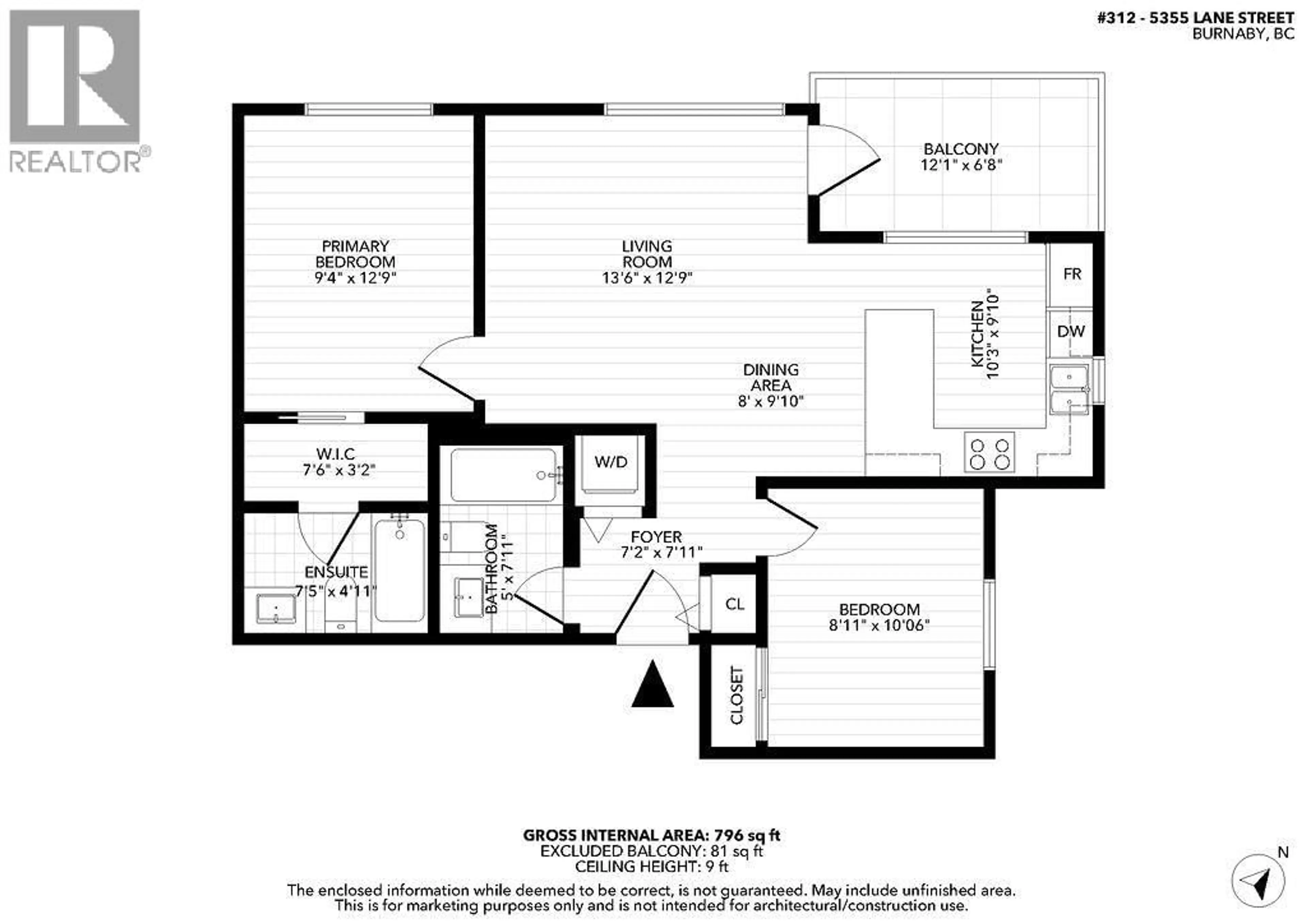 Floor plan for 312 - 5355 LANE STREET, Burnaby British Columbia V5H0H1