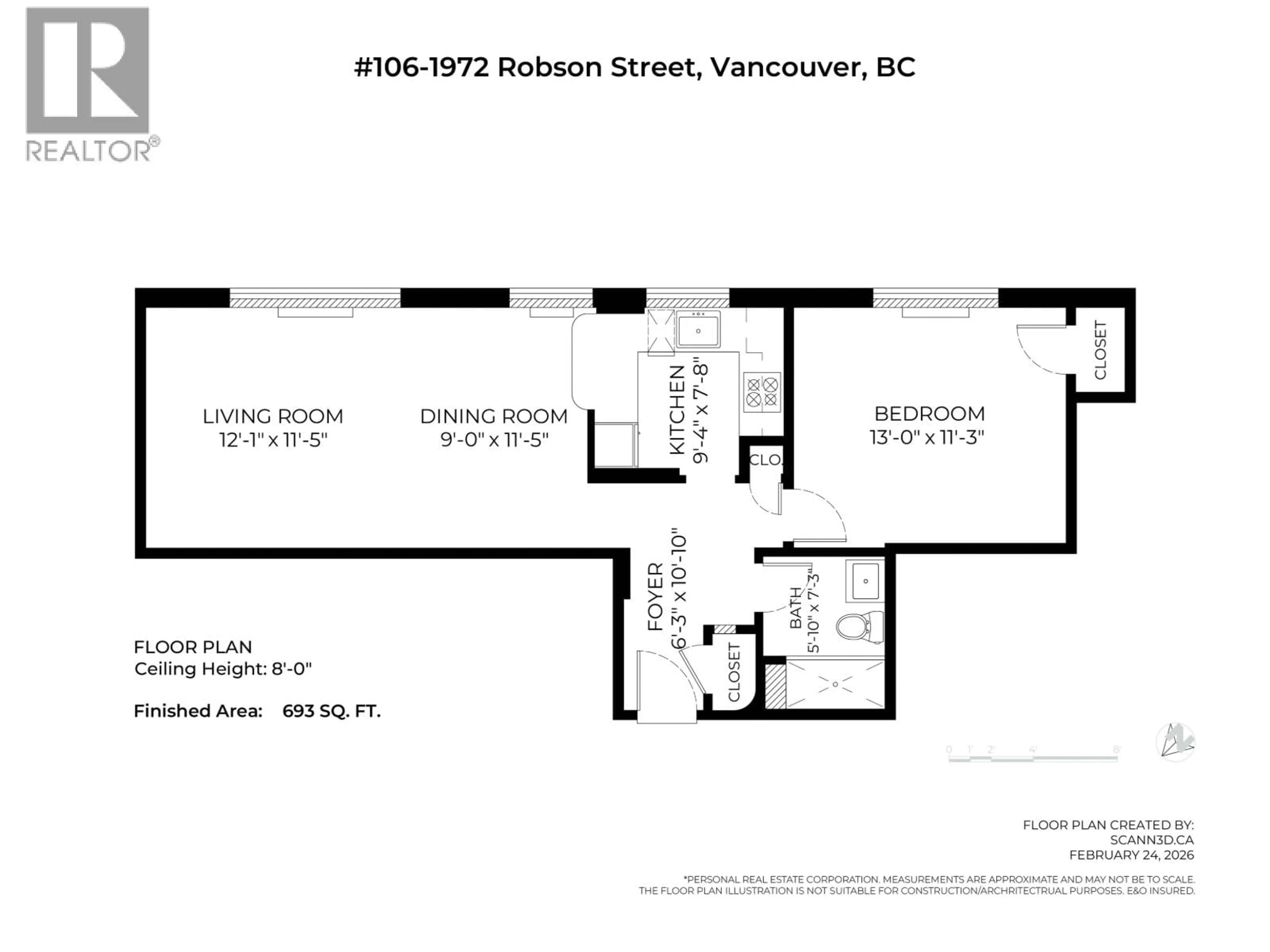 Floor plan for 106 - 1972 ROBSON STREET, Vancouver British Columbia V6G1E8