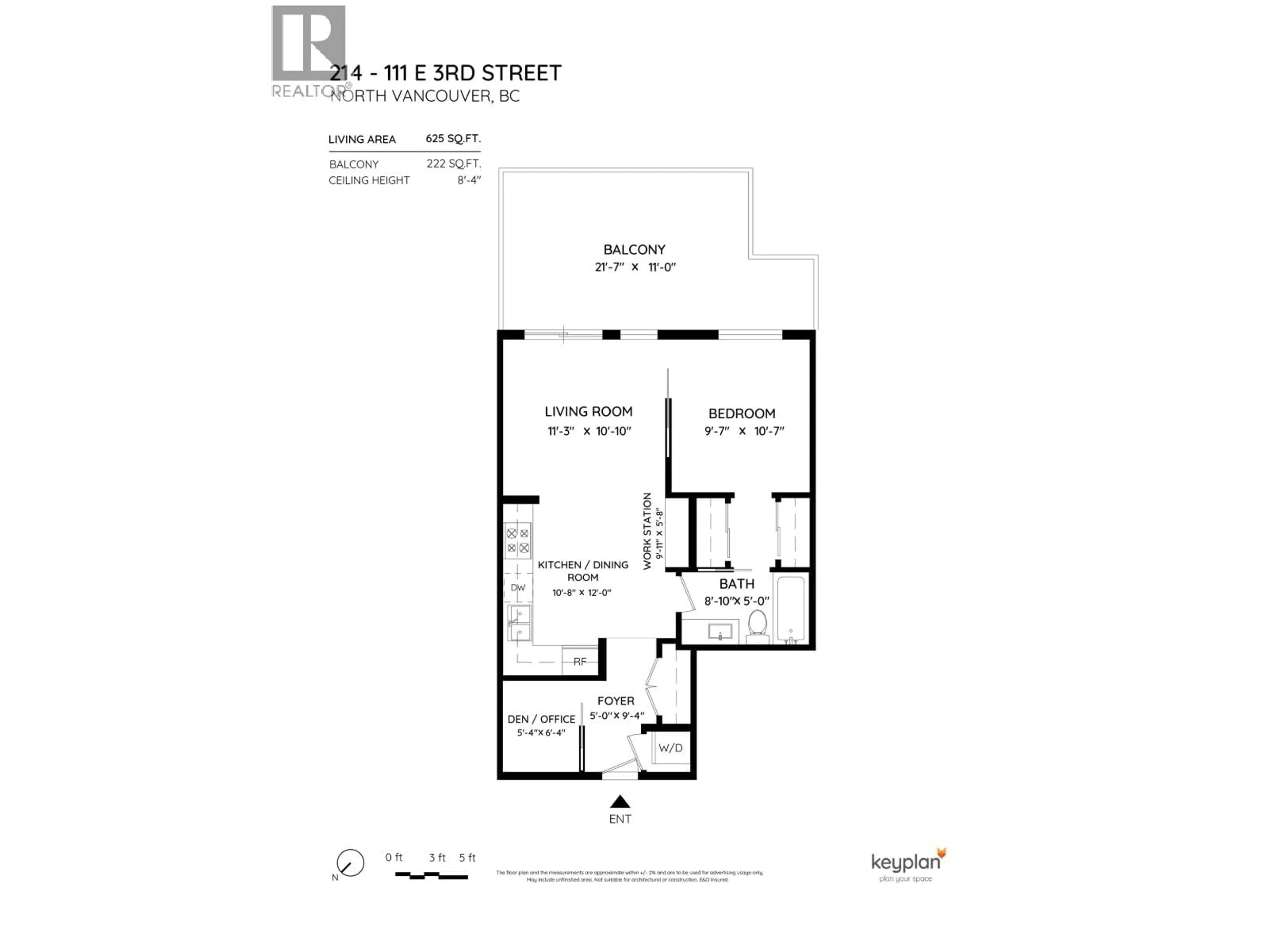 Floor plan for 214 - 111 3RD STREET, North Vancouver British Columbia V7L0C6