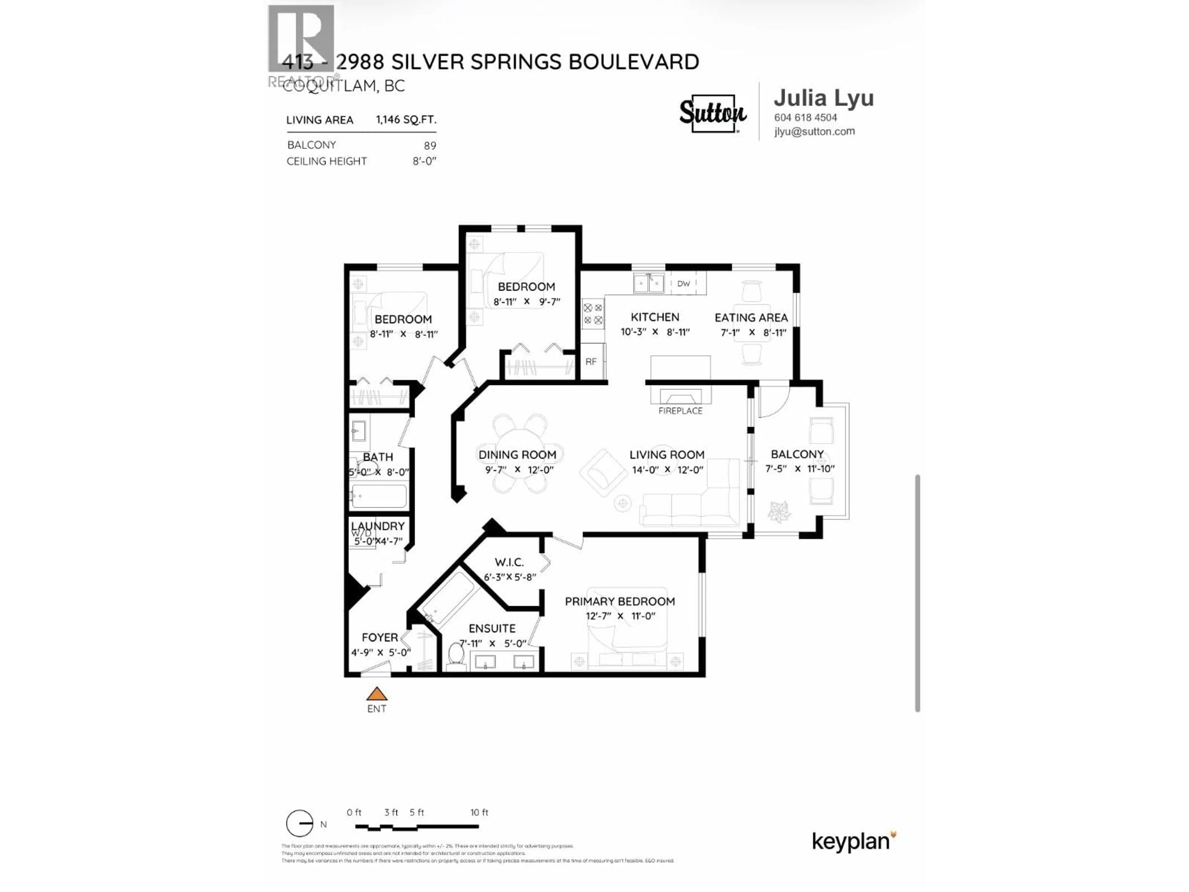 Floor plan for 413 - 2988 SILVER SPRINGS BOULEVARD, Coquitlam British Columbia V3E3R6