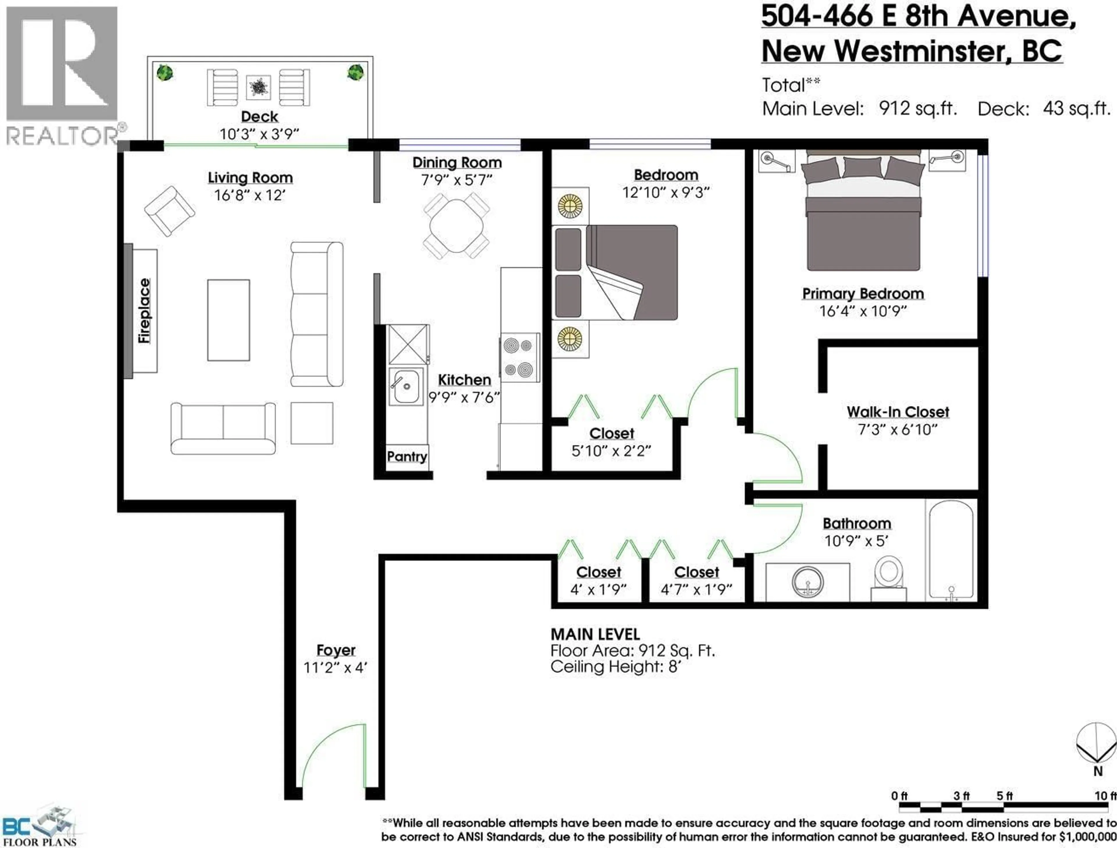 Floor plan for 504 - 466 EIGHTH AVENUE, New Westminster British Columbia V3L4L2