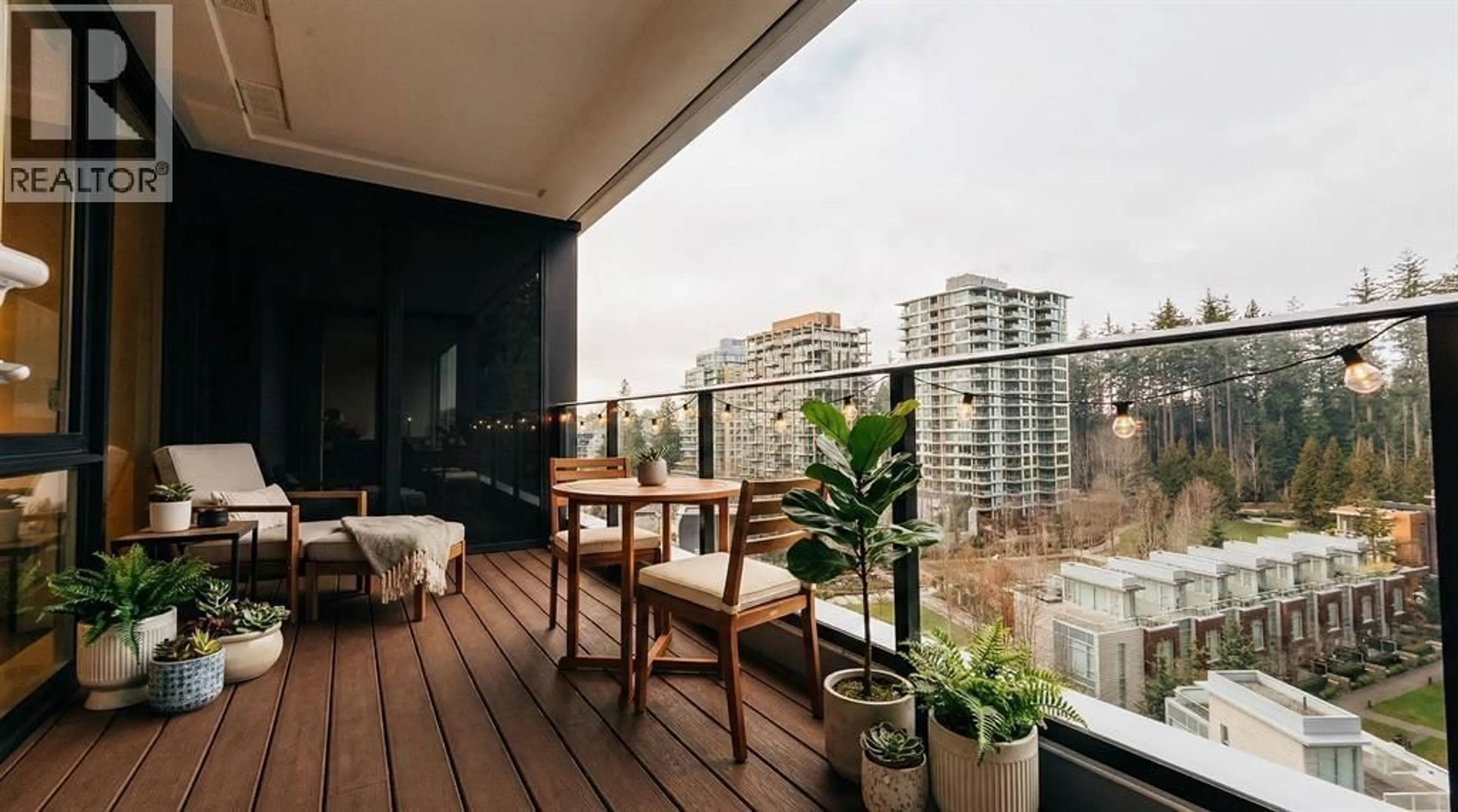 Balcony in the apartment, city buildings view from balcony for 1004 - 5629 BIRNEY AVENUE, Vancouver British Columbia V6S0L5