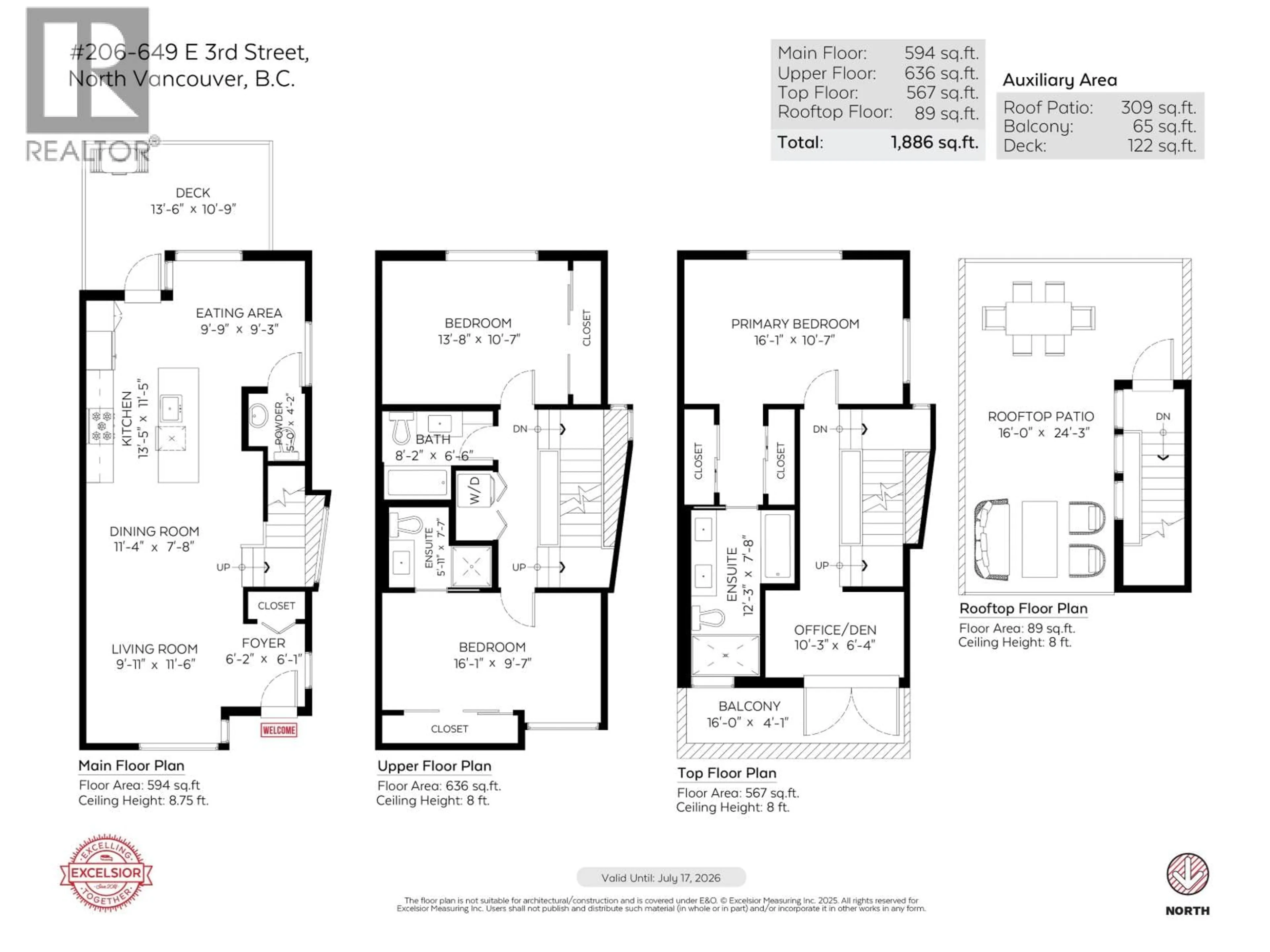 Floor plan for 206 - 649 3RD STREET, North Vancouver British Columbia V7L1G6