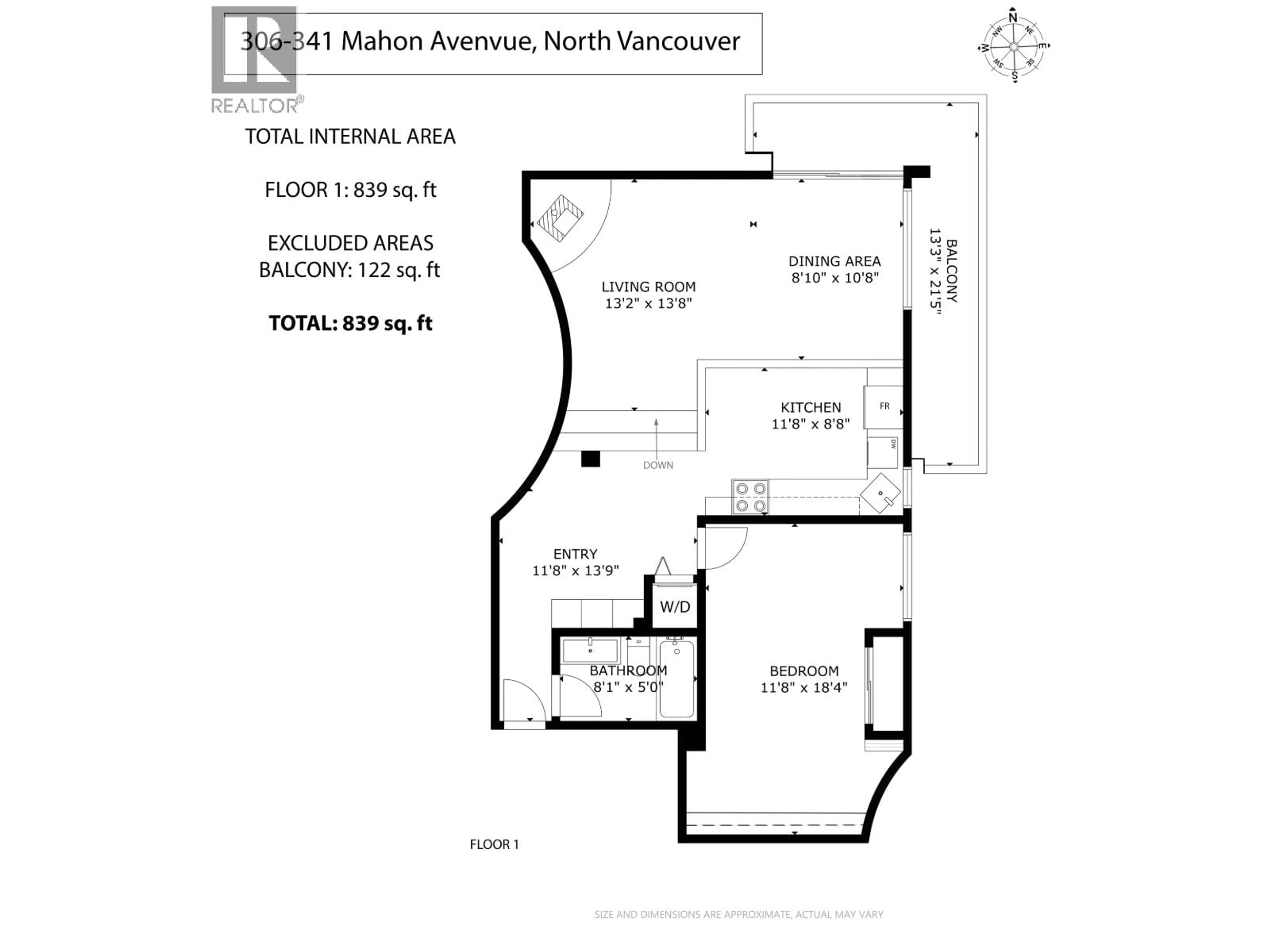 Floor plan for 306 - 341 MAHON AVENUE, North Vancouver British Columbia V7M3E1