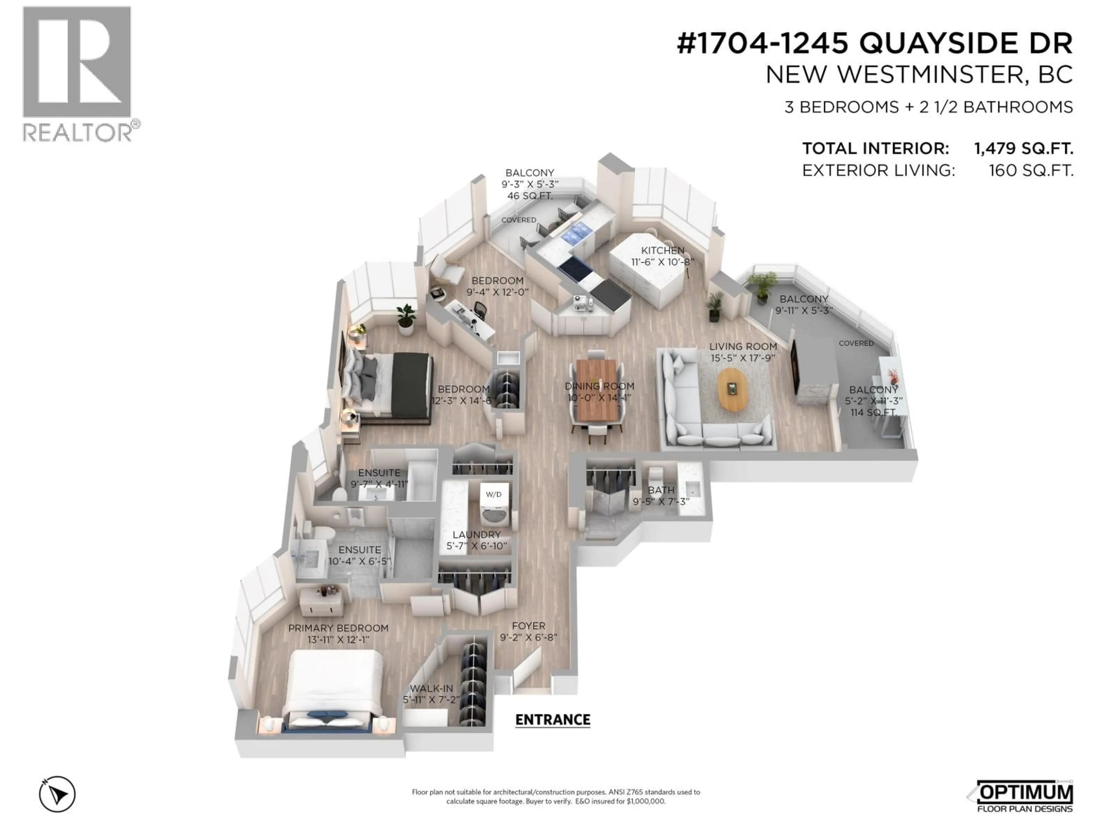 Floor plan for 1704 - 1245 QUAYSIDE DRIVE, New Westminster British Columbia V3M6J6