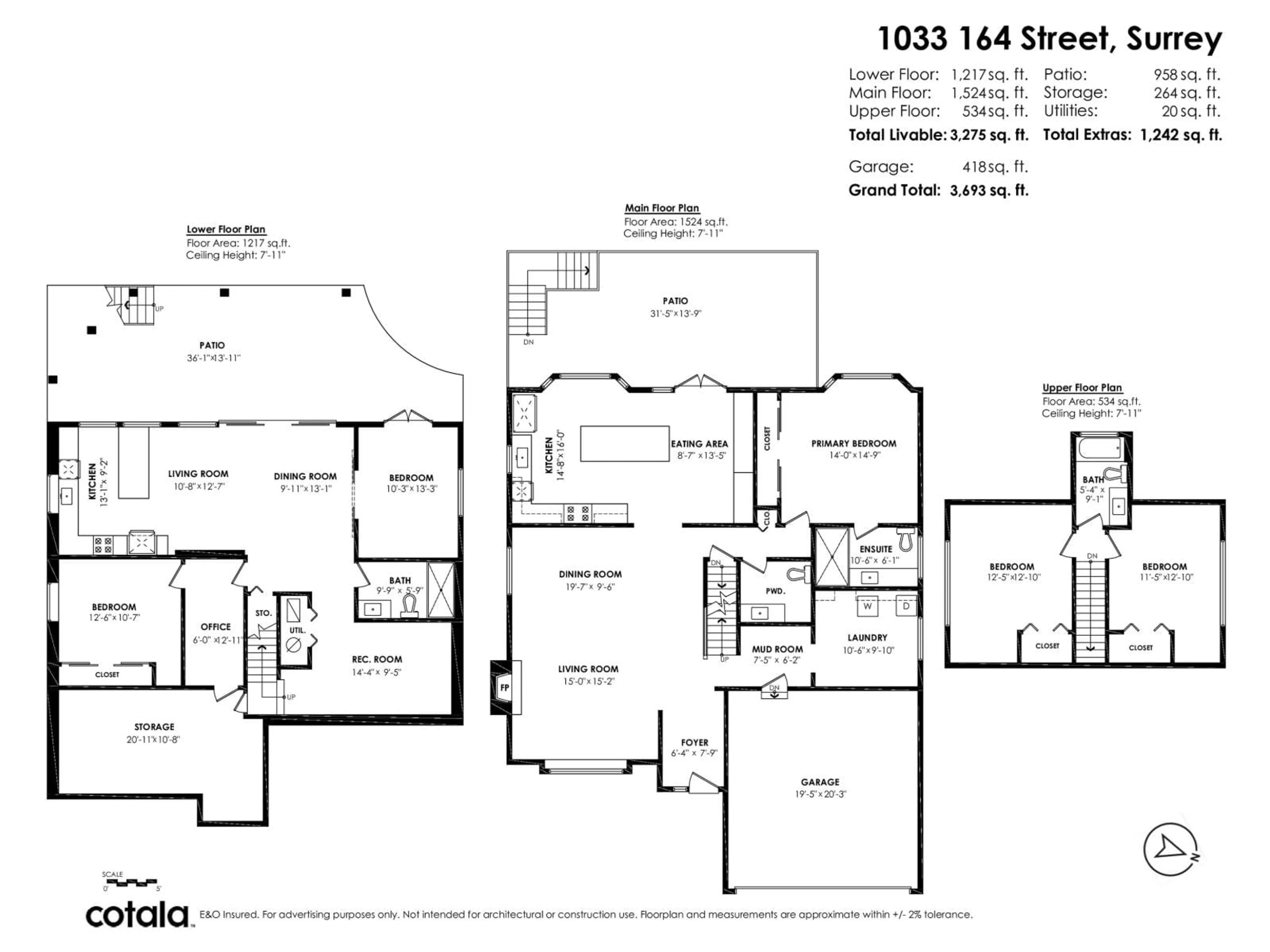 Floor plan for 1033 164 STREET, Surrey British Columbia V4A4Y6