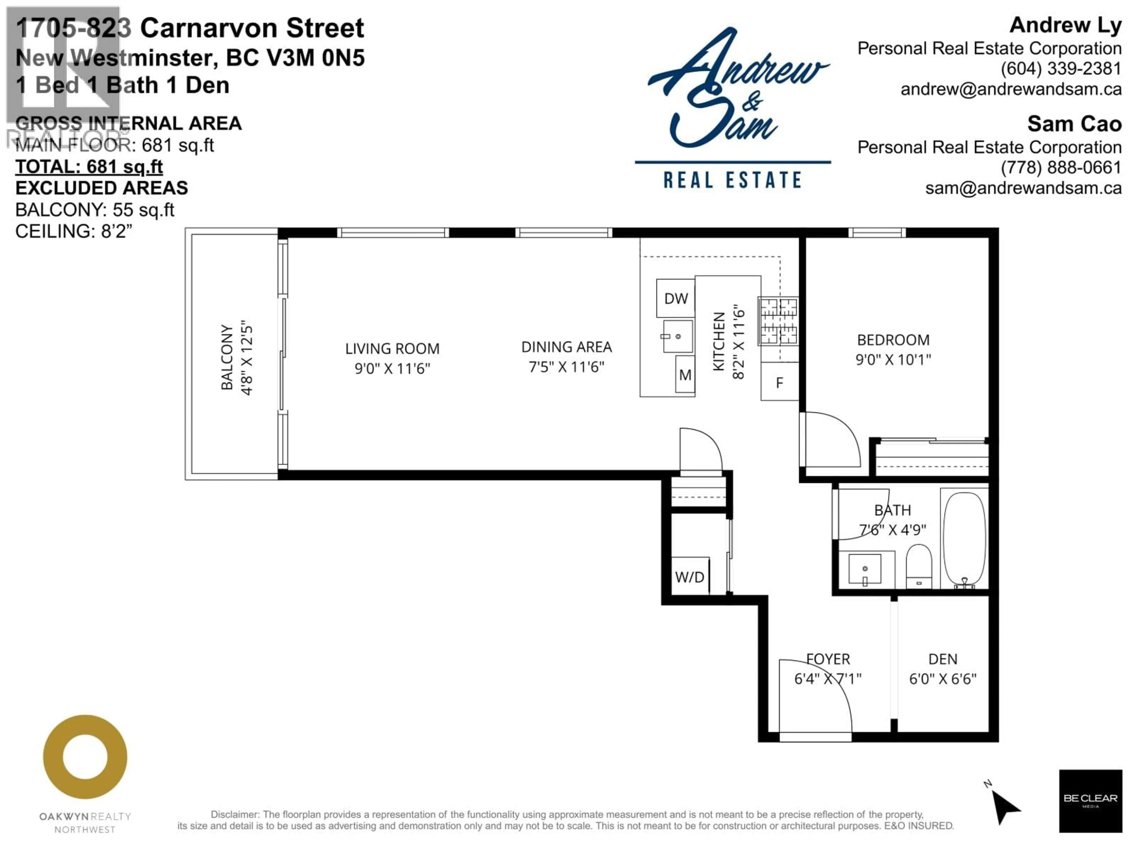 Floor plan for 1705 - 823 CARNARVON STREET, New Westminster British Columbia V3M0N5