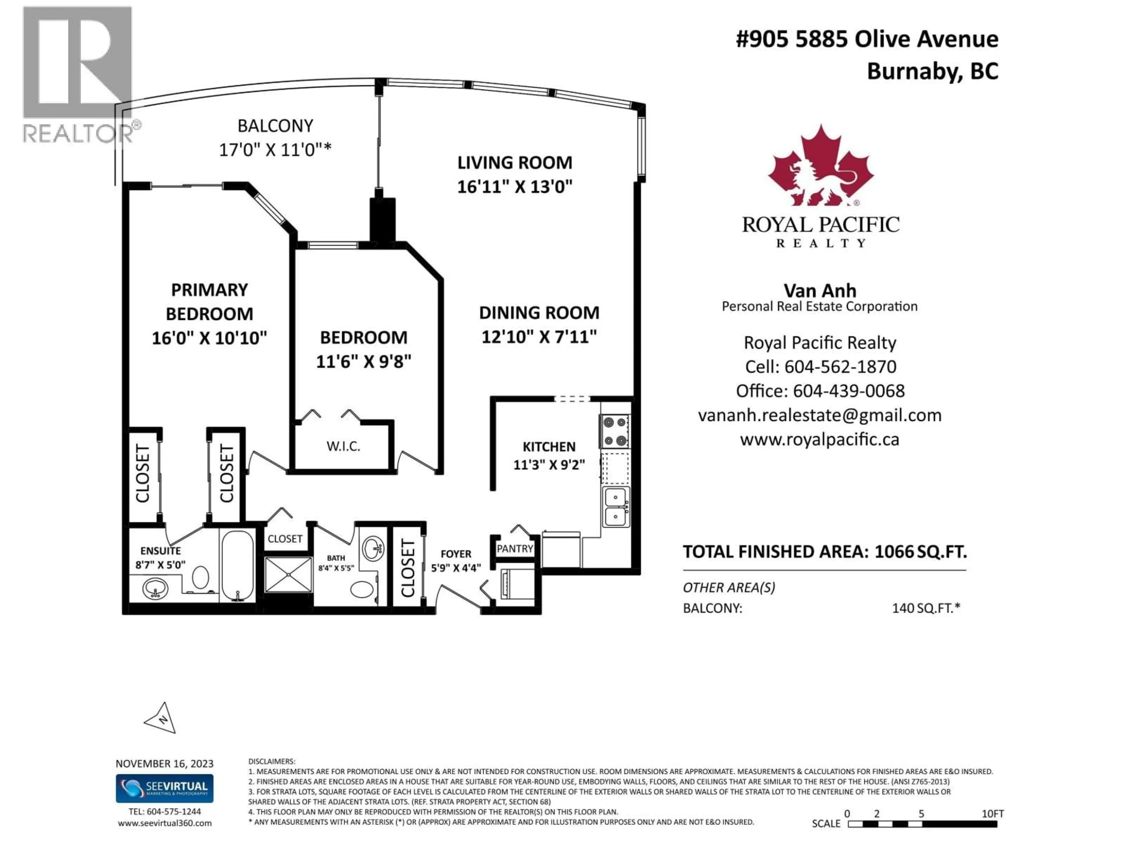 Floor plan for 905 - 5885 OLIVE AVENUE, Burnaby British Columbia V5H4N8