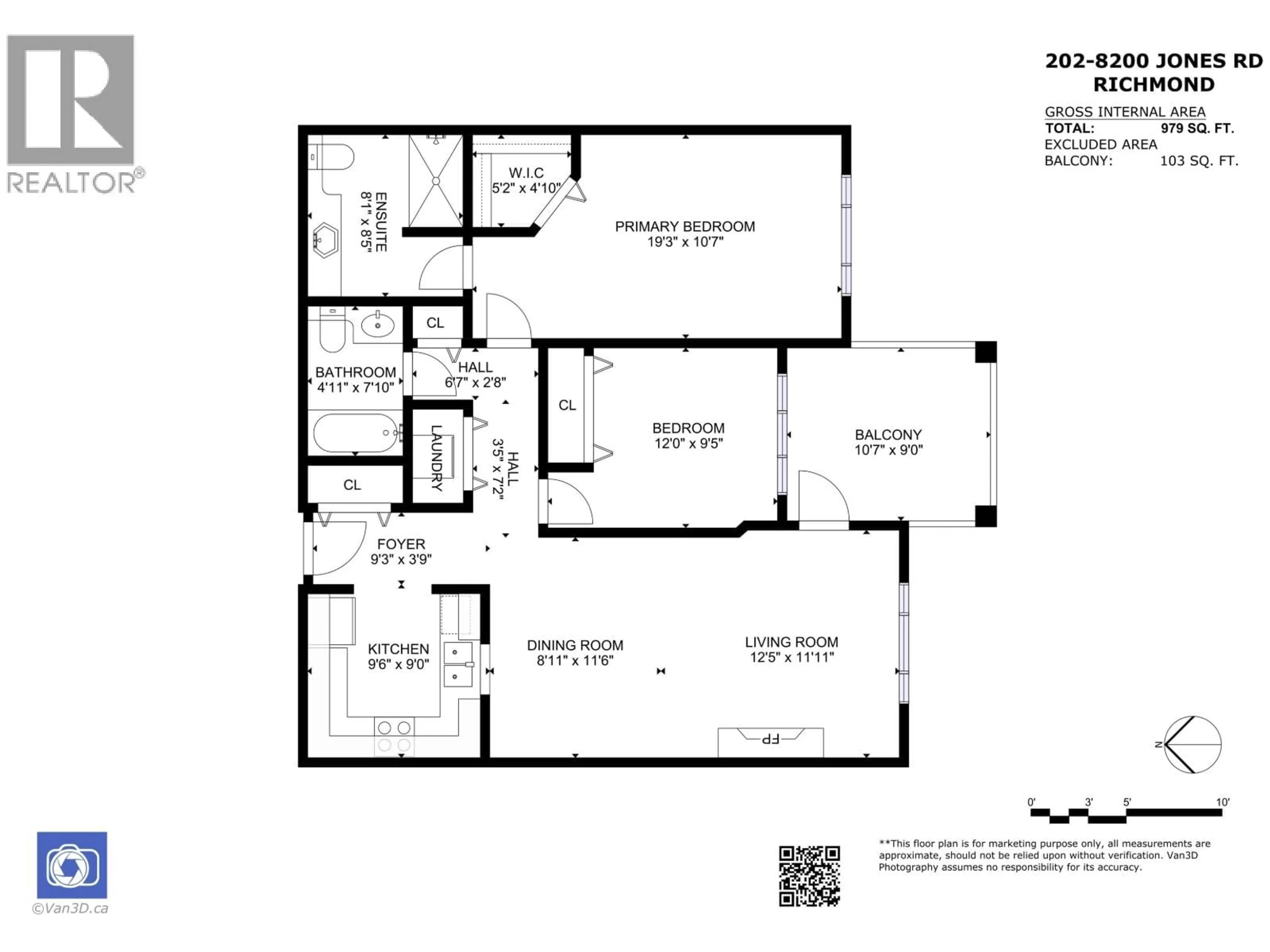 Floor plan for 202 - 8200 JONES ROAD, Richmond British Columbia V6Y3Z2