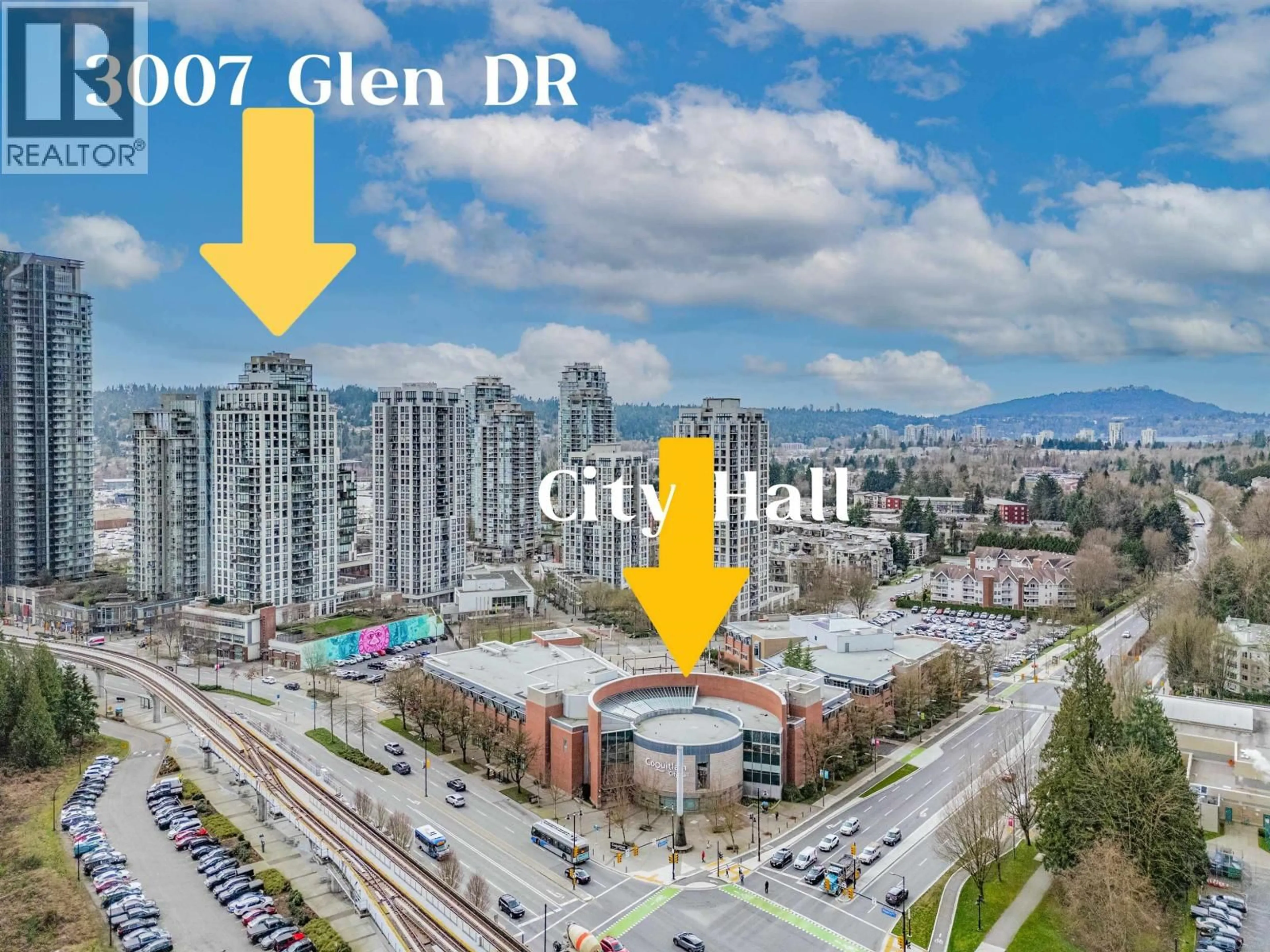 A pic from outside/outdoor area/front of a property/back of a property/a pic from drone, city buildings view from balcony for 1103 - 3007 GLEN DRIVE, Coquitlam British Columbia V3B0L8