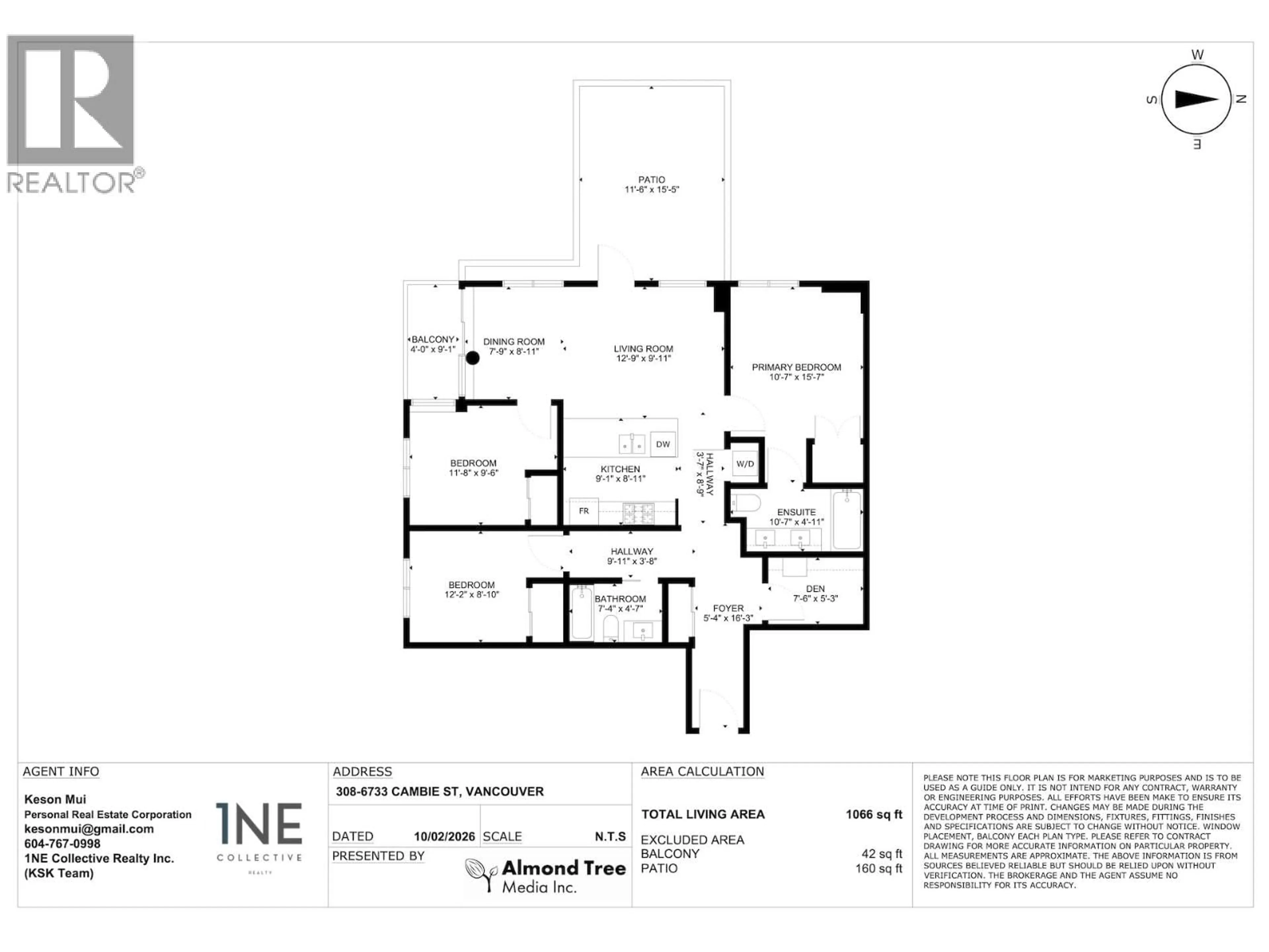 Floor plan for 308 - 6733 CAMBIE STREET, Vancouver British Columbia V6P3H1