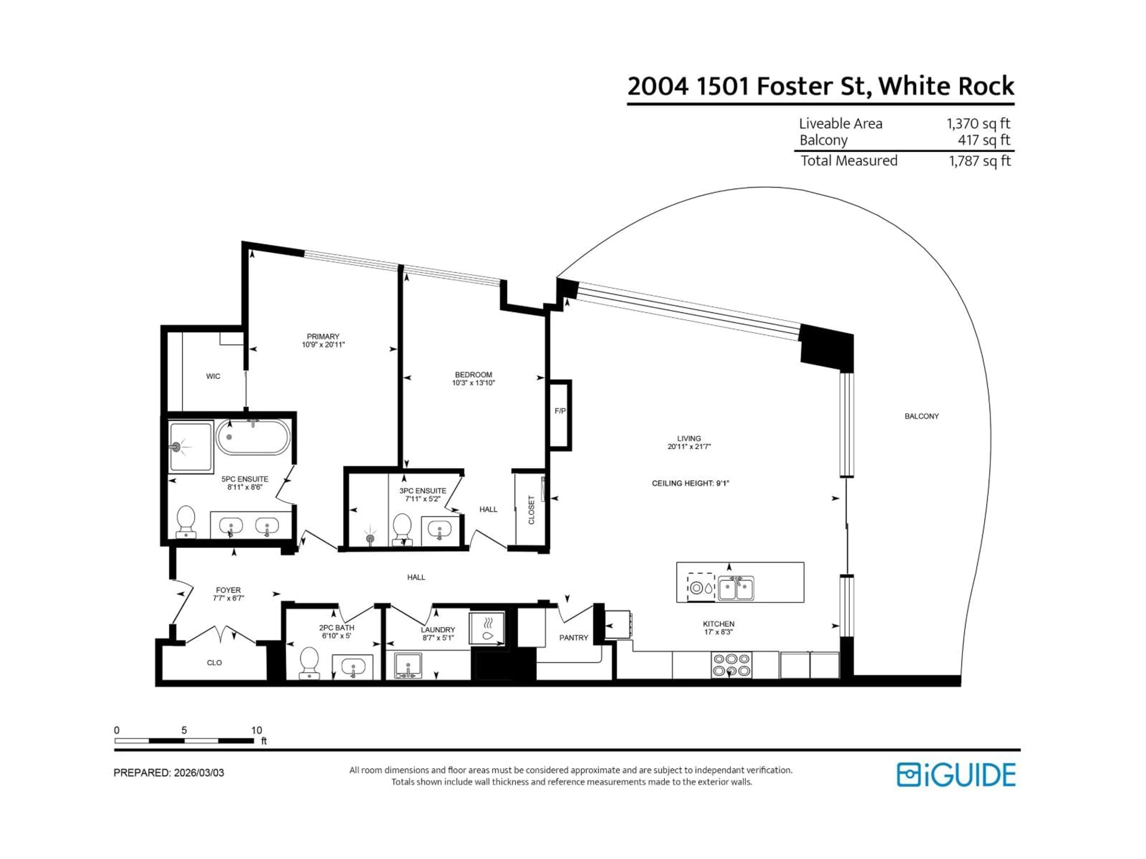 Floor plan for 2004 - 1501 FOSTER STREET, White Rock British Columbia V4B0C3