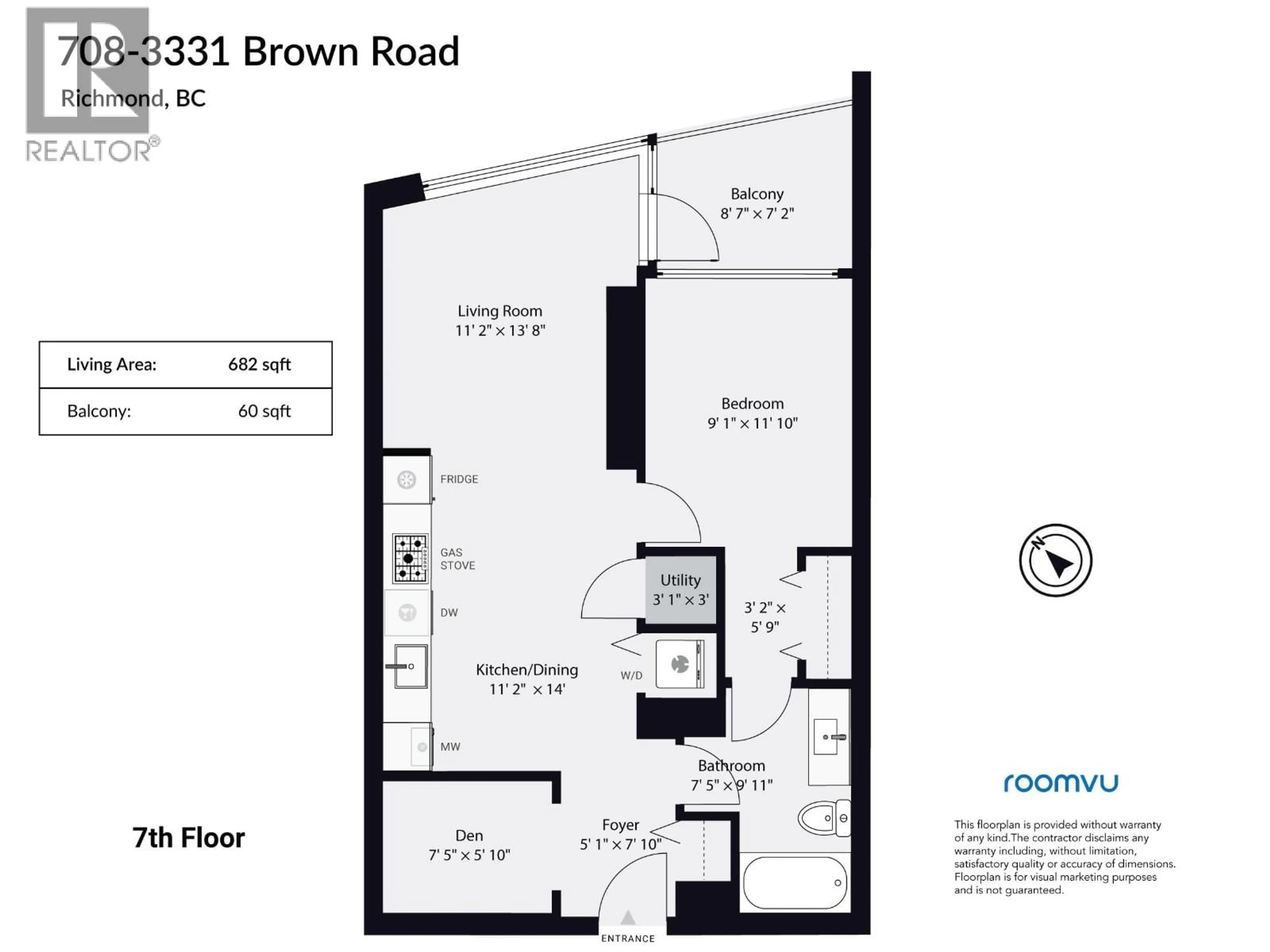 Floor plan for 708 - 3331 BROWN ROAD, Richmond British Columbia V6X0P5