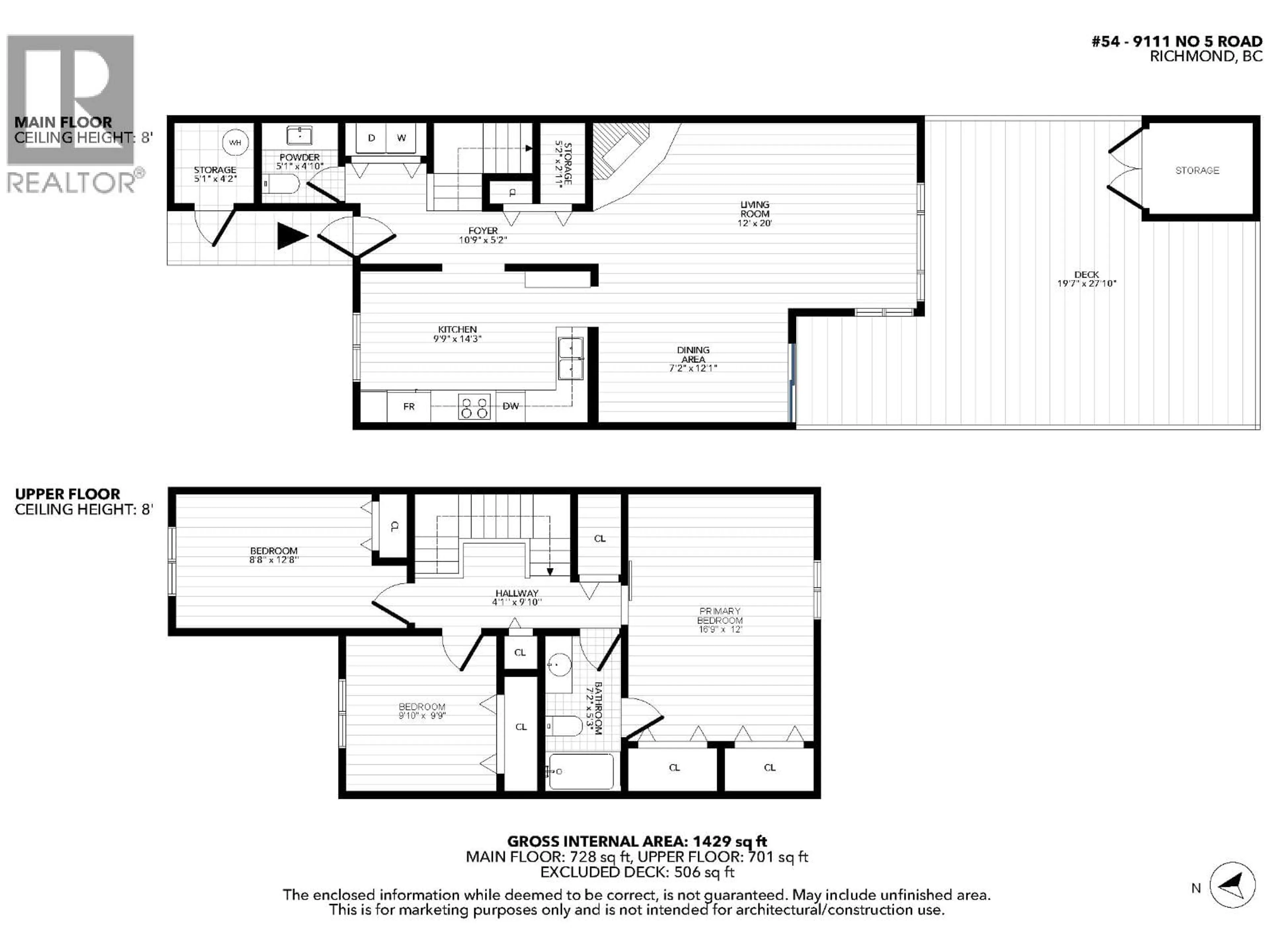 Floor plan for 54 - 9111 NO. 5 ROAD, Richmond British Columbia V7A4N3