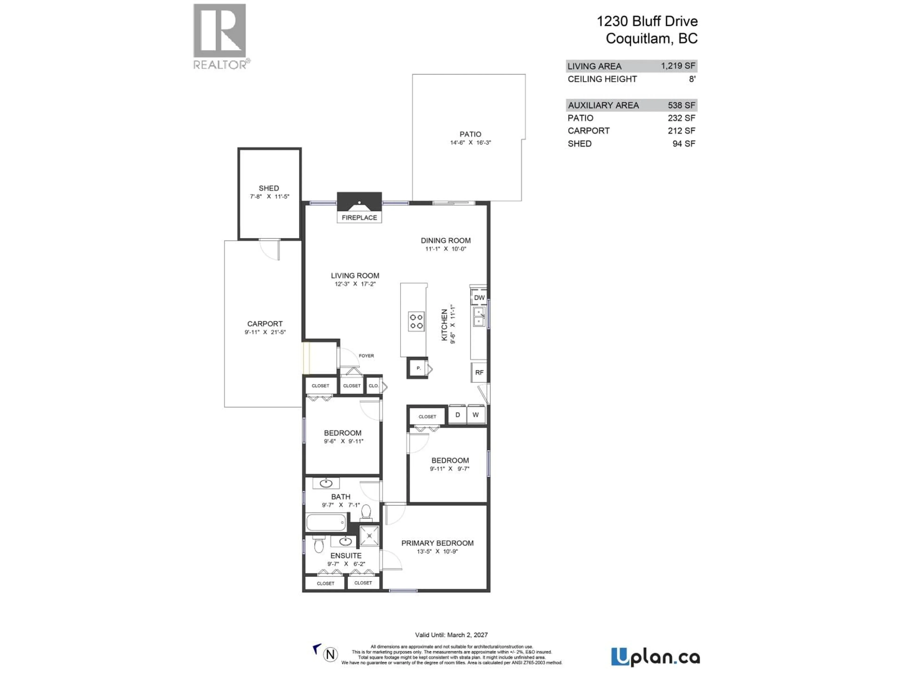 Floor plan for 1230 BLUFF DRIVE, Coquitlam British Columbia V3E1C1