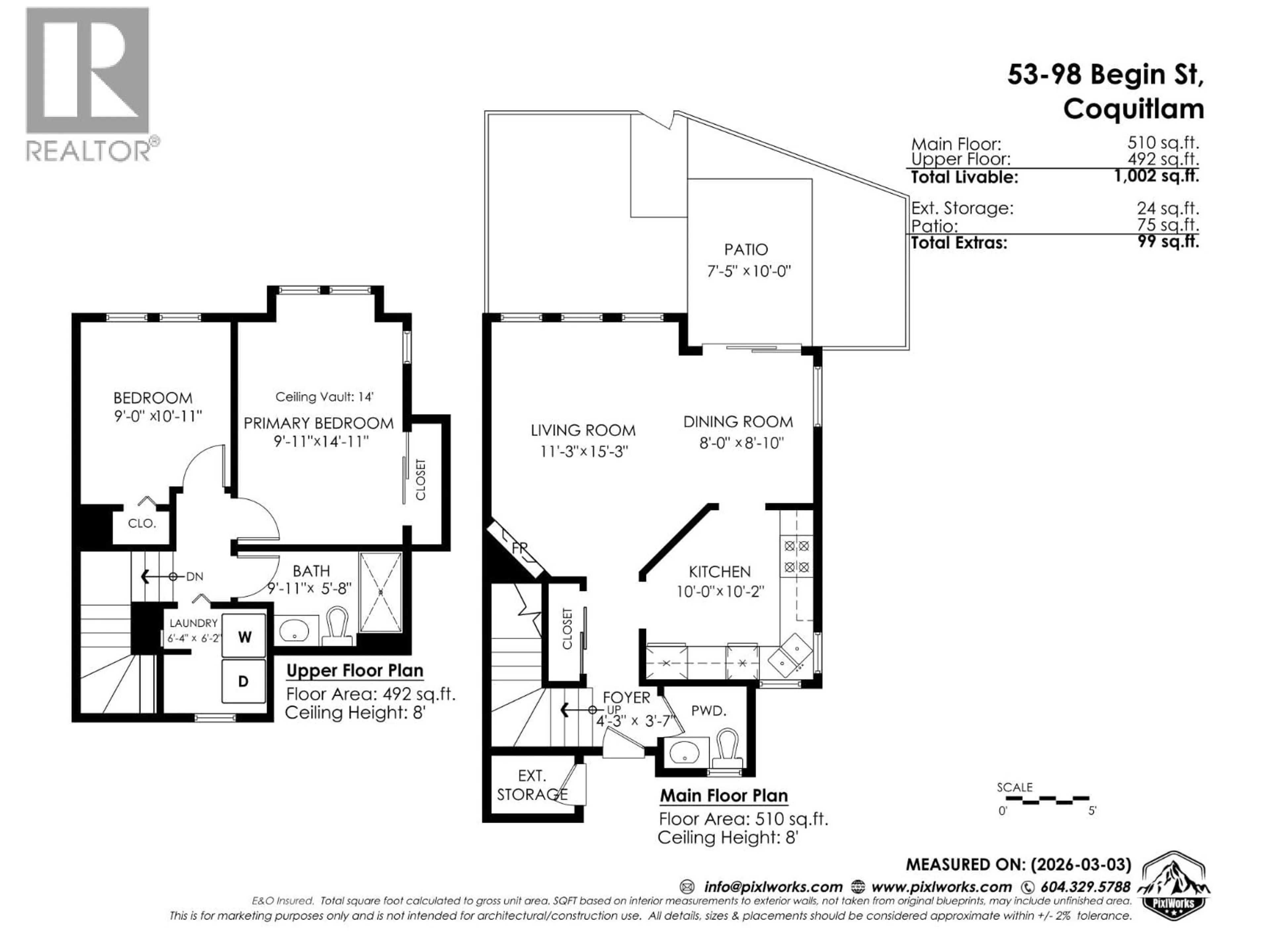 Floor plan for 53 - 98 BEGIN STREET, Coquitlam British Columbia V3K6M9
