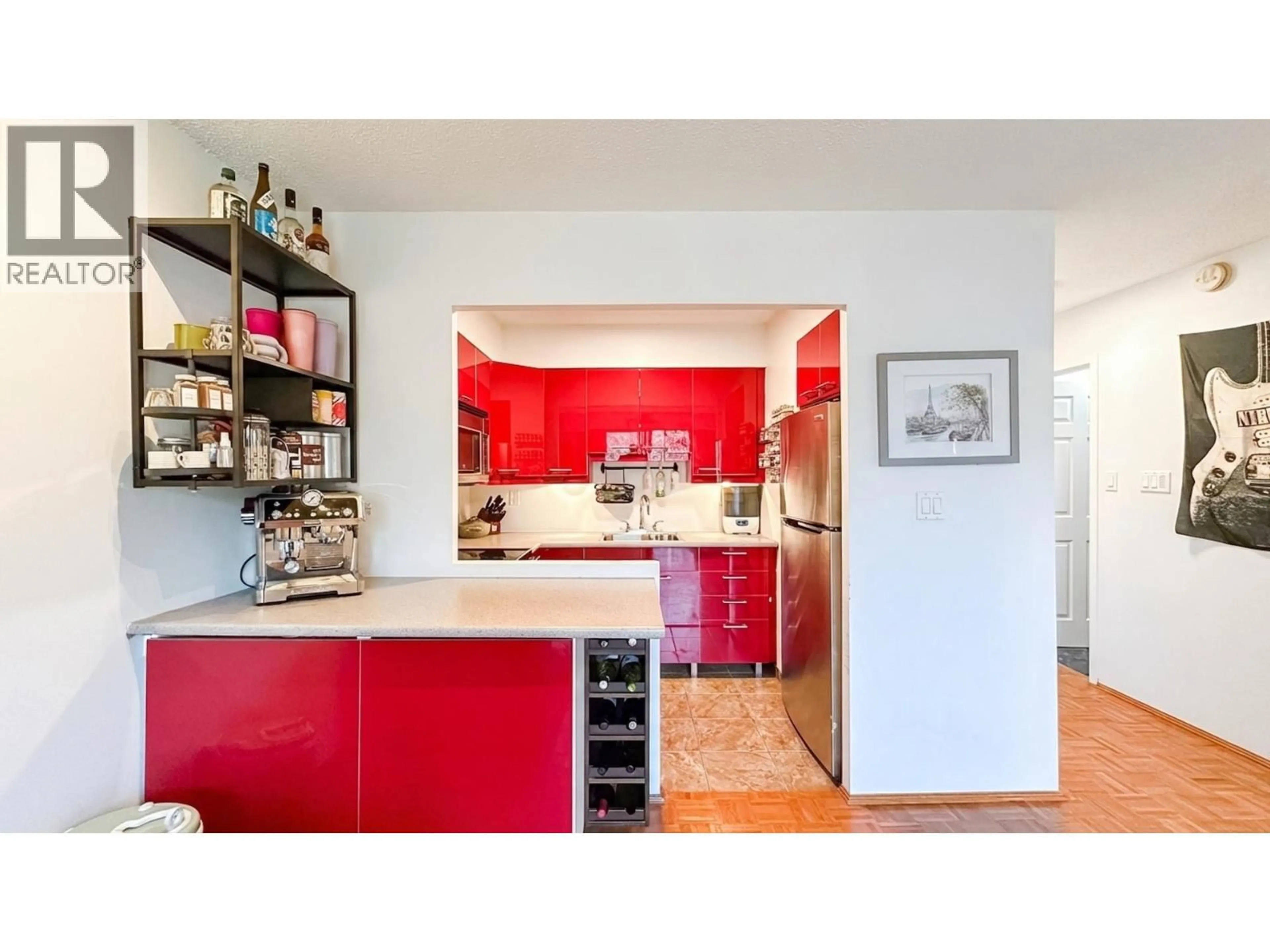 Contemporary kitchen, ceramic/tile floor for 202 - 2080 MAPLE STREET, Vancouver British Columbia V6J4P9