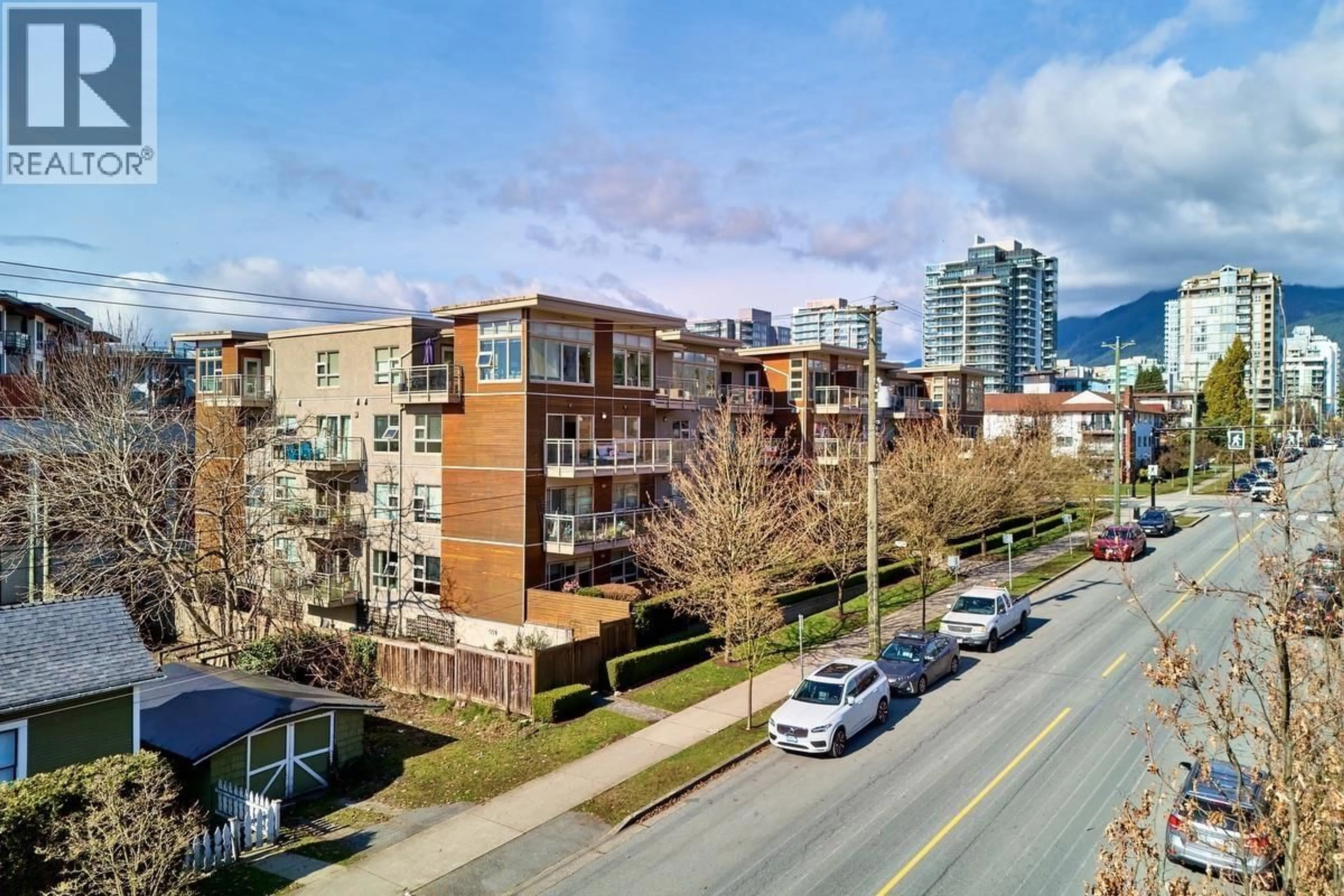 A pic from outside/outdoor area/front of a property/back of a property/a pic from drone, city buildings view from balcony for 311 - 1033 ST. GEORGES AVENUE, North Vancouver British Columbia V7L3H5