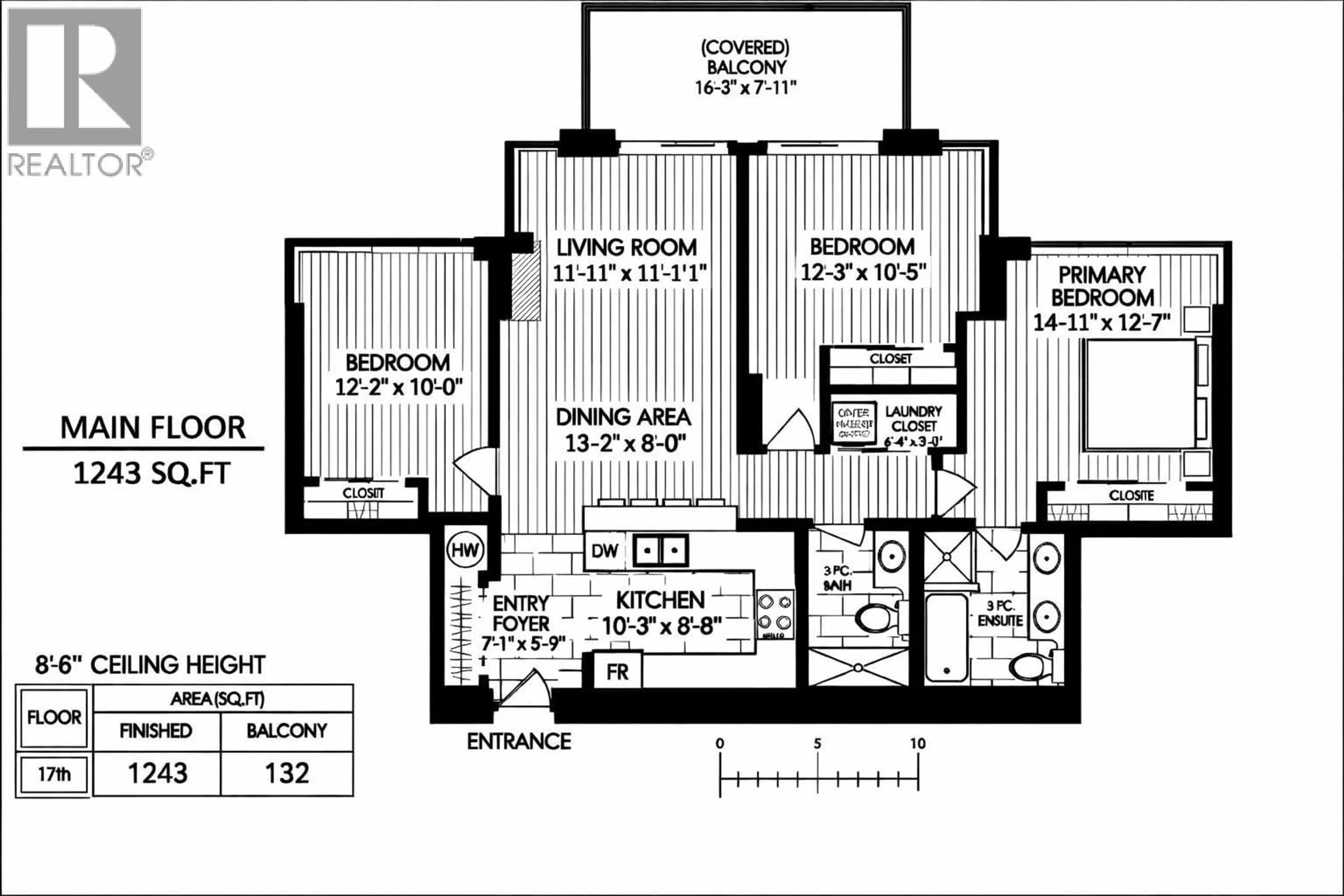 Floor plan for 1703 - 15 ROYAL AVENUE, New Westminster British Columbia V3L0A9