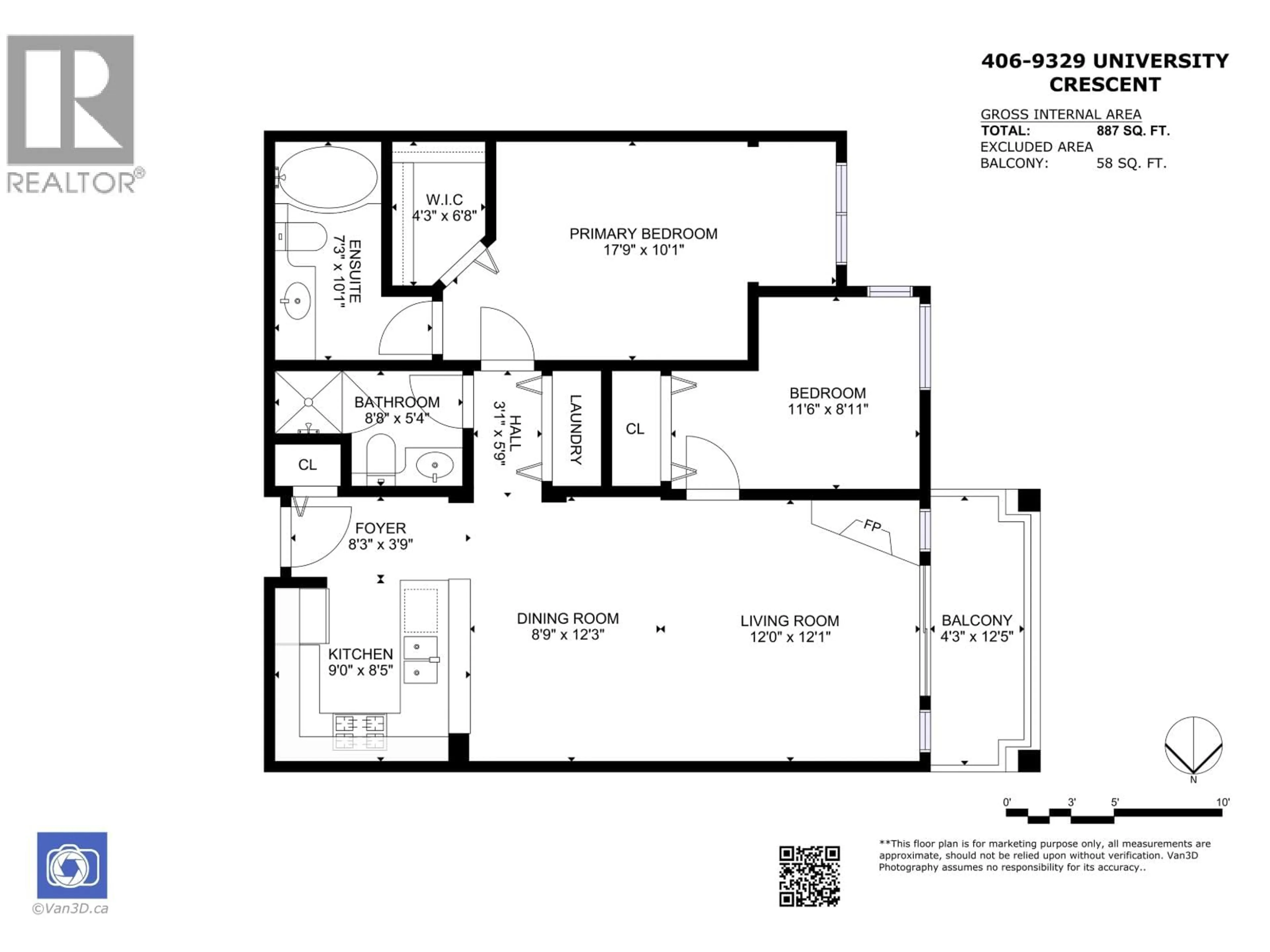 Floor plan for 406 - 9329 UNIVERSITY CRESCENT, Burnaby British Columbia V5A4Y4