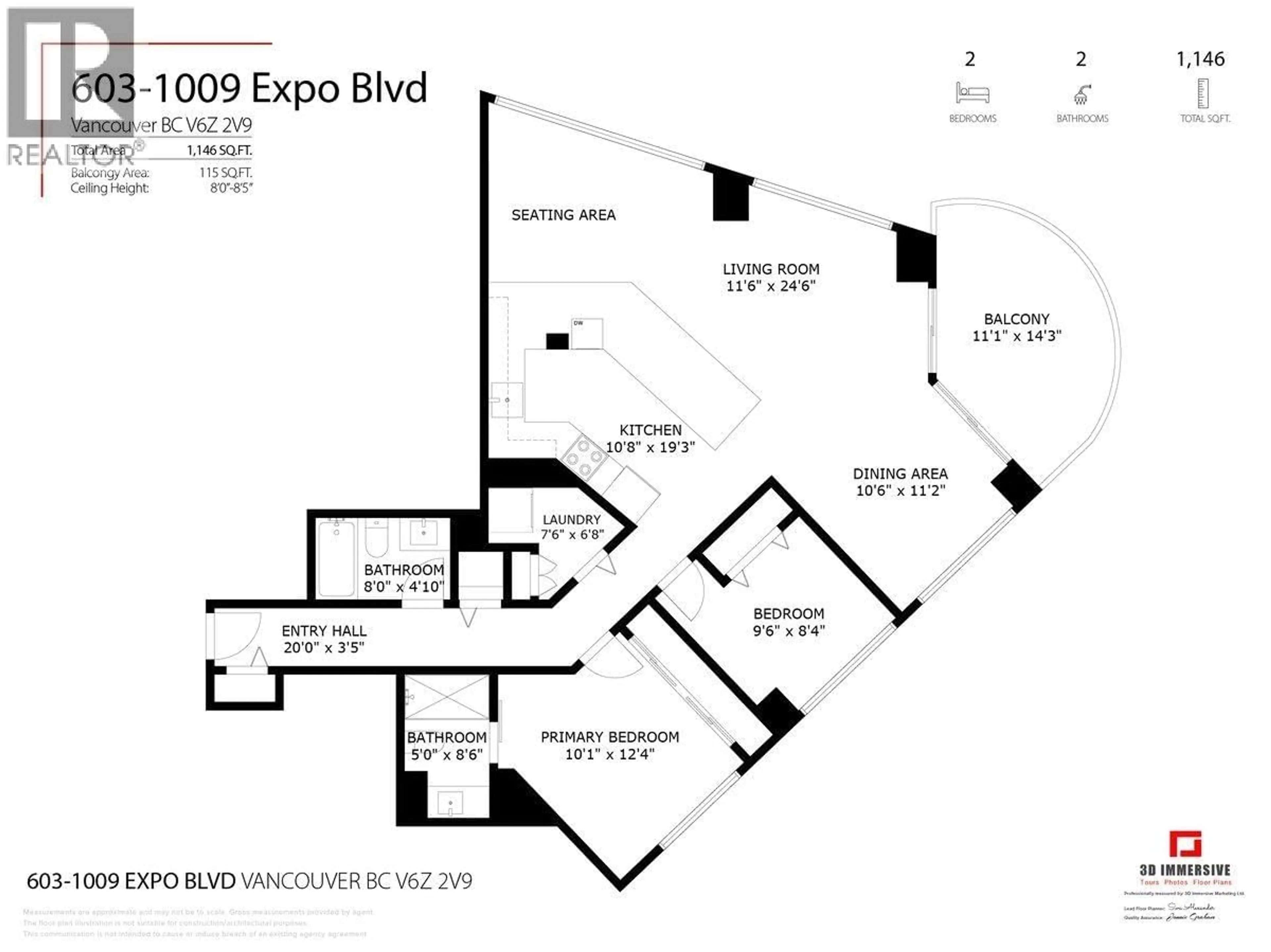 Floor plan for 603 - 1009 EXPO BOULEVARD, Vancouver British Columbia V6Z2V9