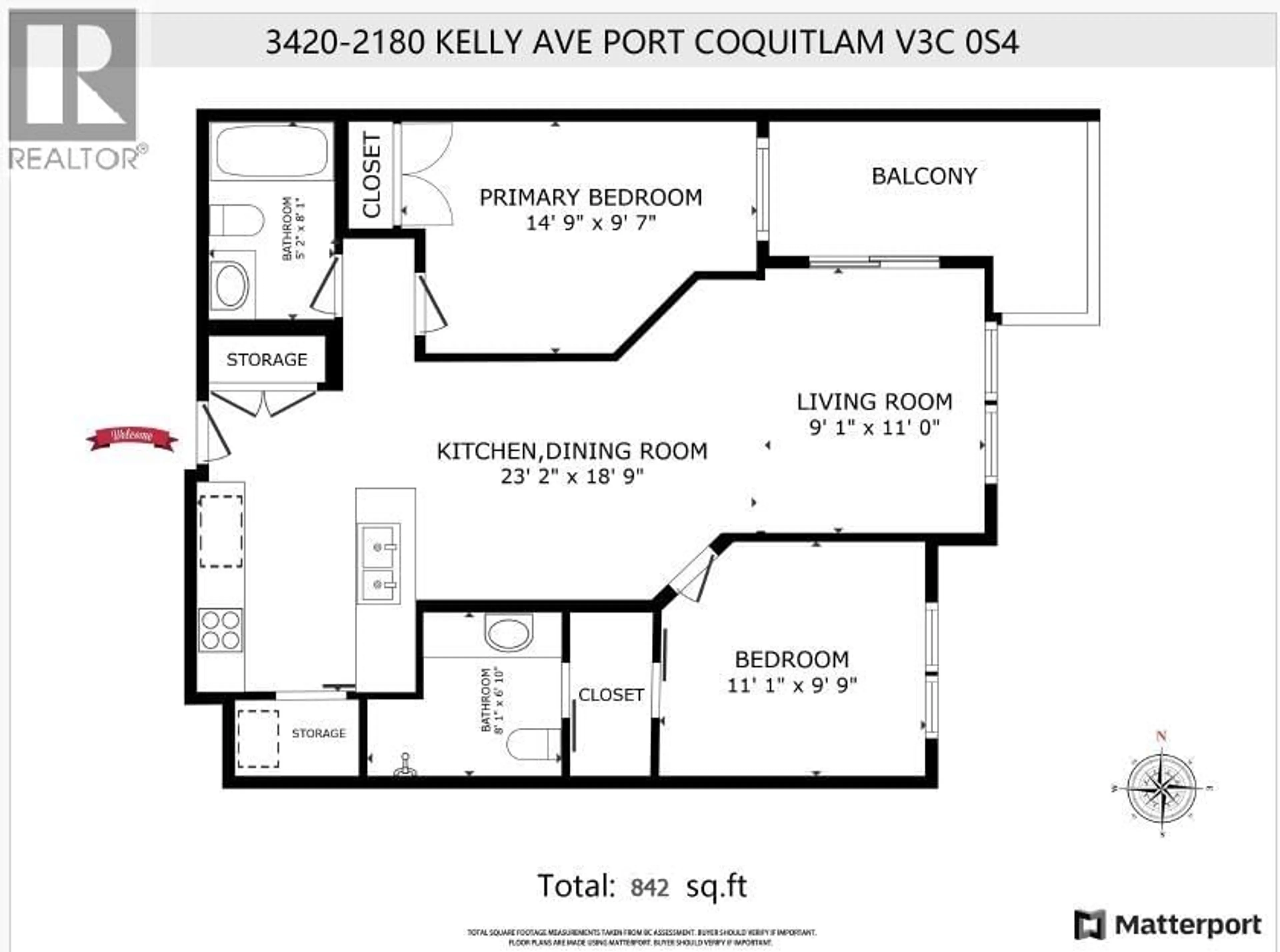 Floor plan for 3420 - 2180 KELLY AVENUE, Coquitlam British Columbia V3C0S4