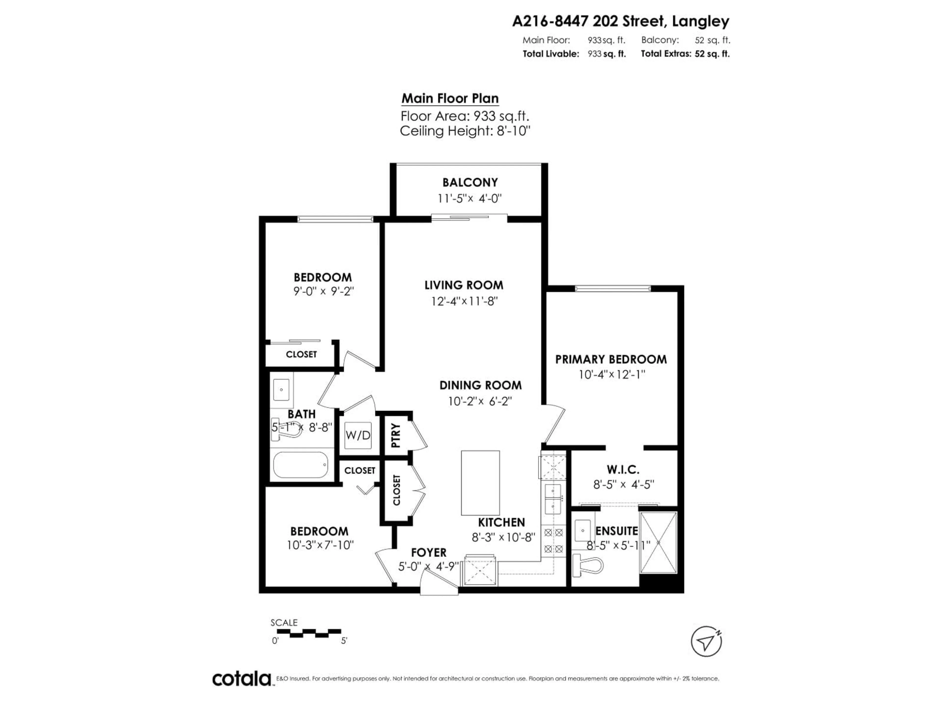 Floor plan for A216 - 8447 202 STREET, Langley British Columbia V2Y2B7