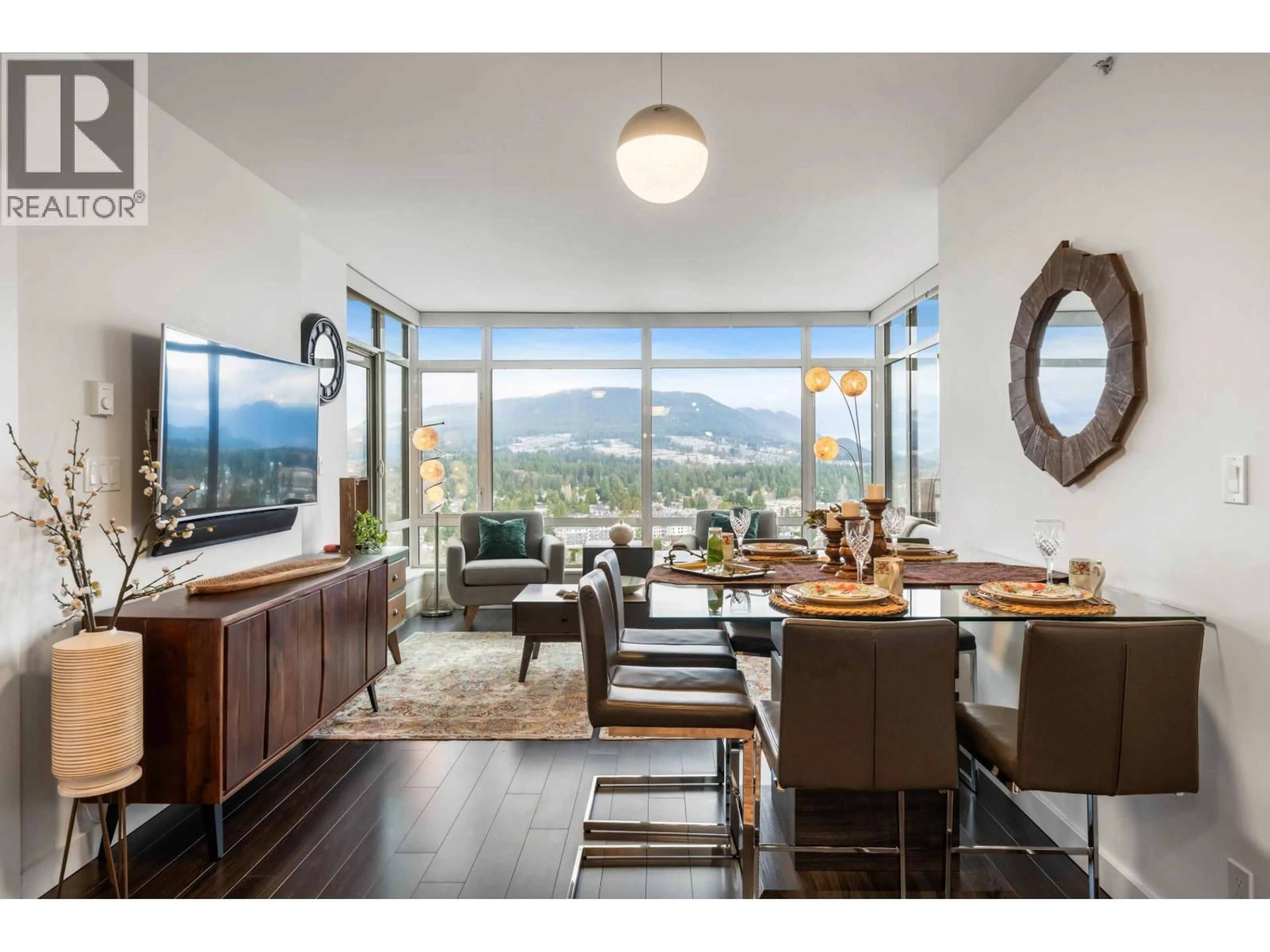 Living room with furniture, wood/laminate floor for 2504 - 2789 SHAUGHNESSY STREET, Port Coquitlam British Columbia V3C0C3