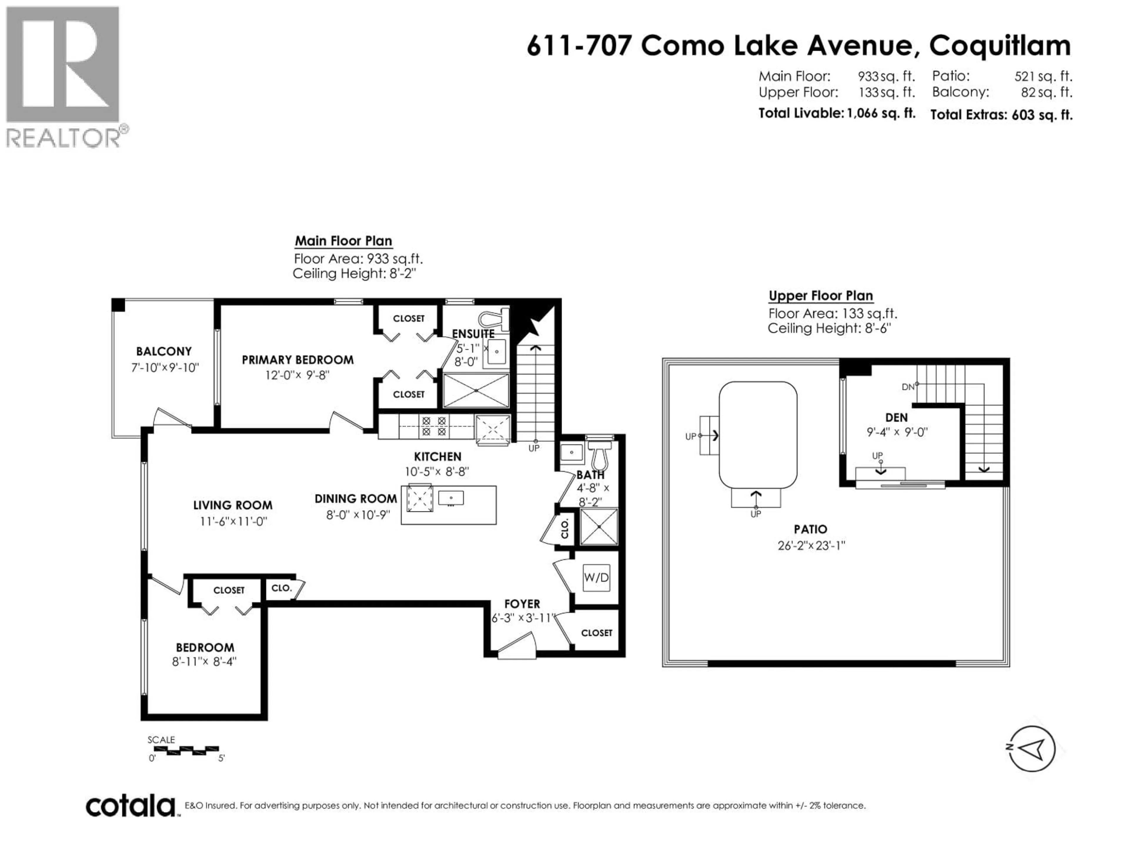 Floor plan for 611 - 707 COMO LAKE AVENUE, Coquitlam British Columbia V3J0J5
