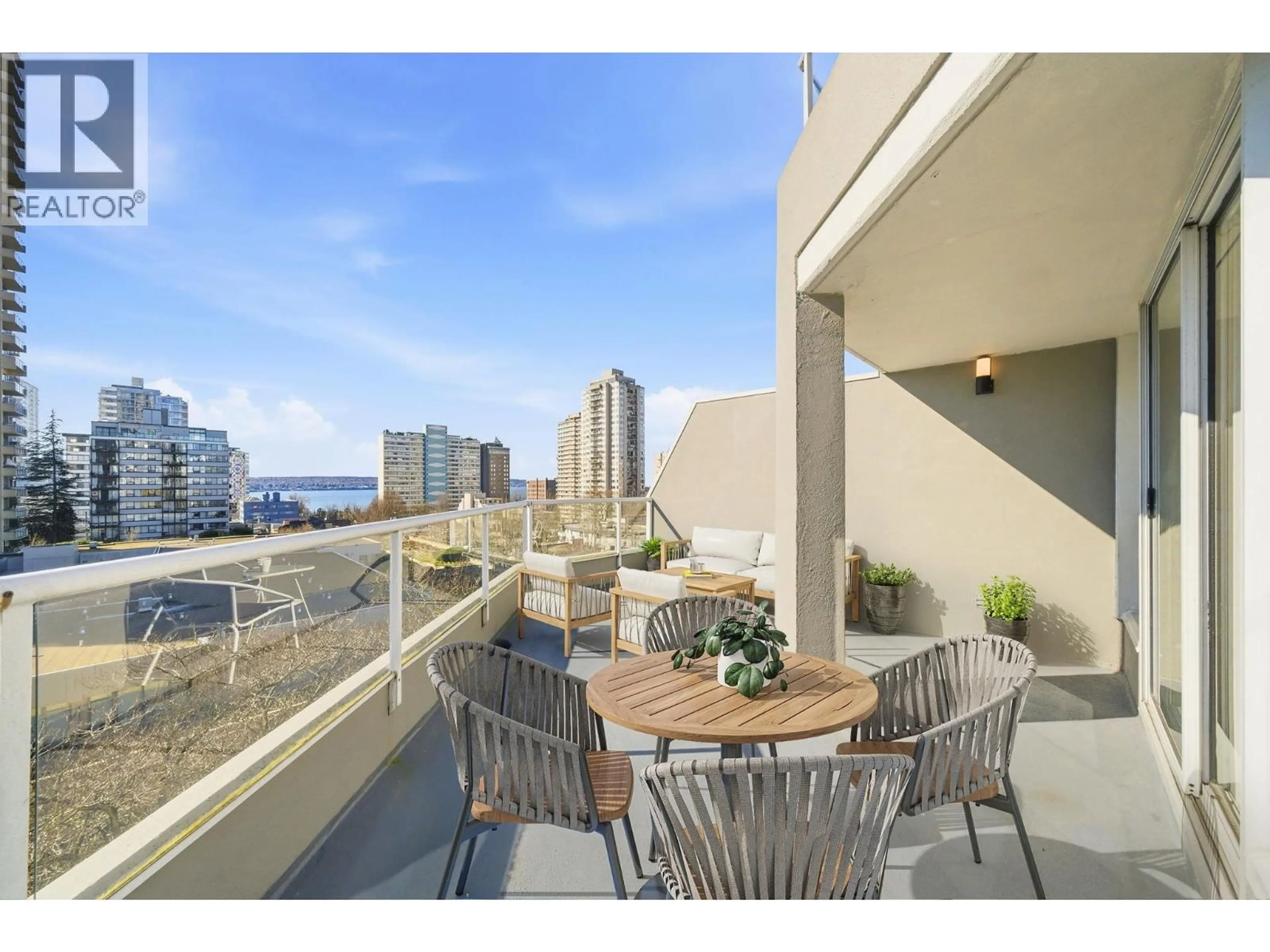 Patio, water/lake/river/ocean view for 702 - 1771 NELSON STREET, Vancouver British Columbia V6G1M6