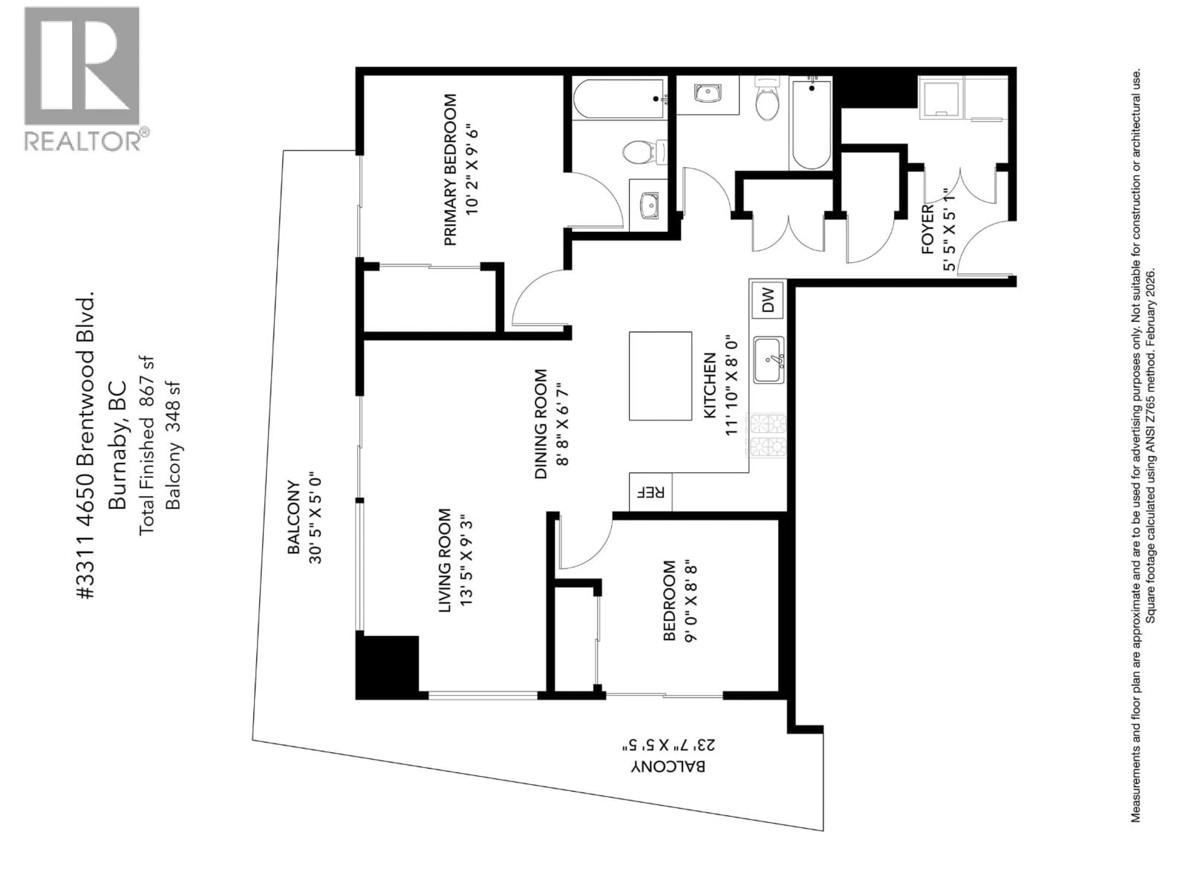Floor plan for 3311 - 4650 BRENTWOOD BOULEVARD, Burnaby British Columbia V5C0M3